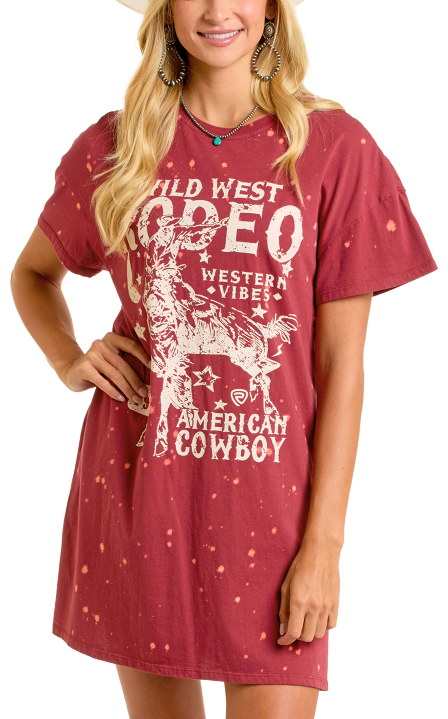 Rock & Roll Denim Women's Red Rodeo Graphic T-Shirt Dress - Image 4