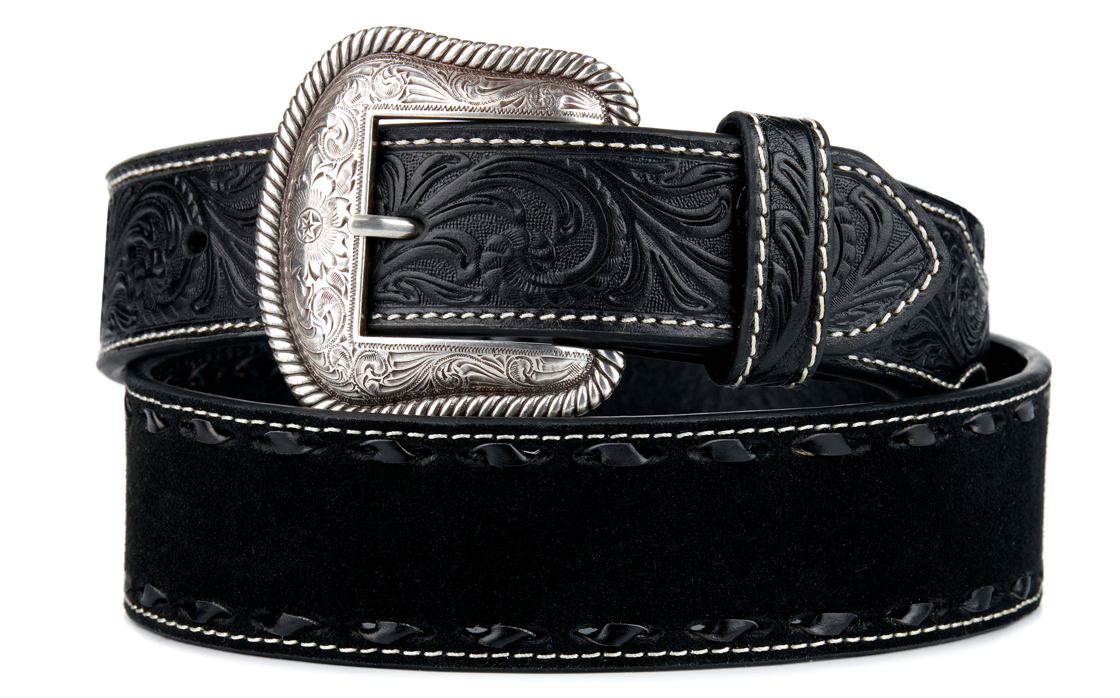 Nocona Men's Leather Black Roughout Western Belt - Image 1