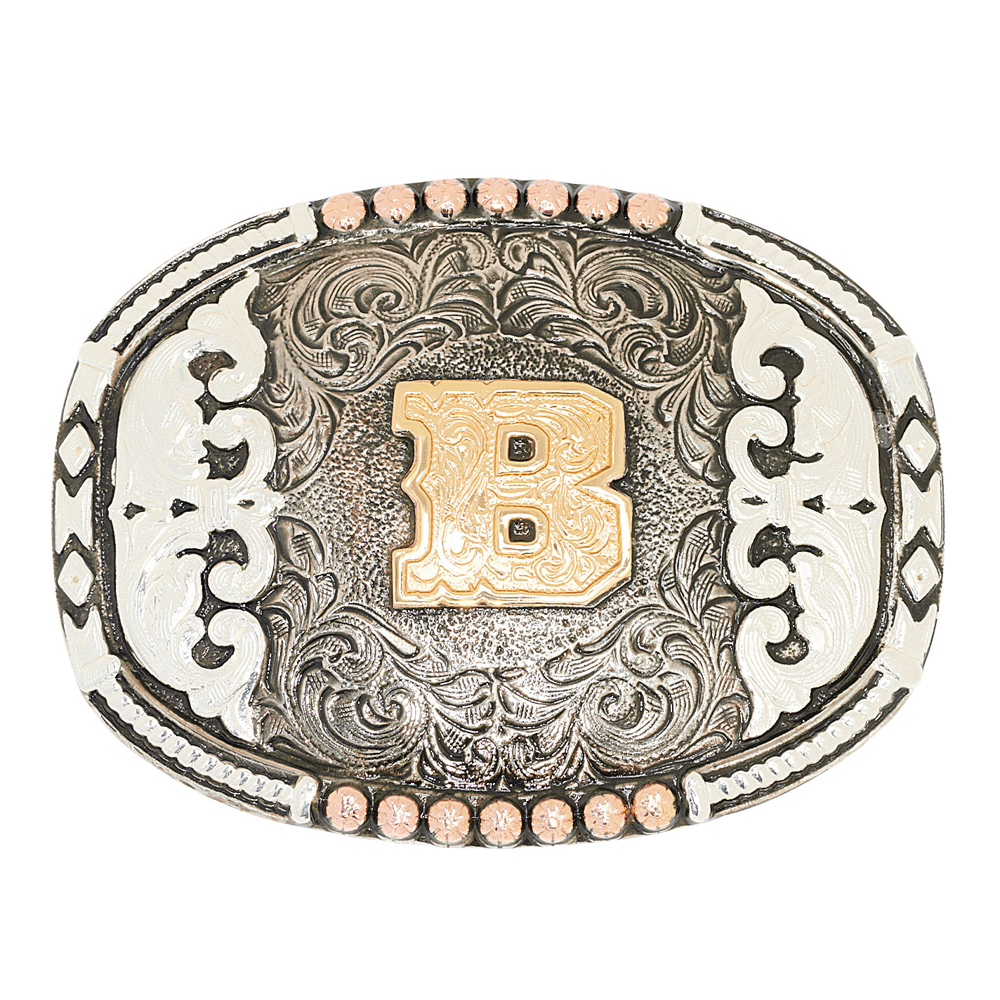 Crumrine Two-Tone Oval Initial B Western Belt Buckle - Image 2