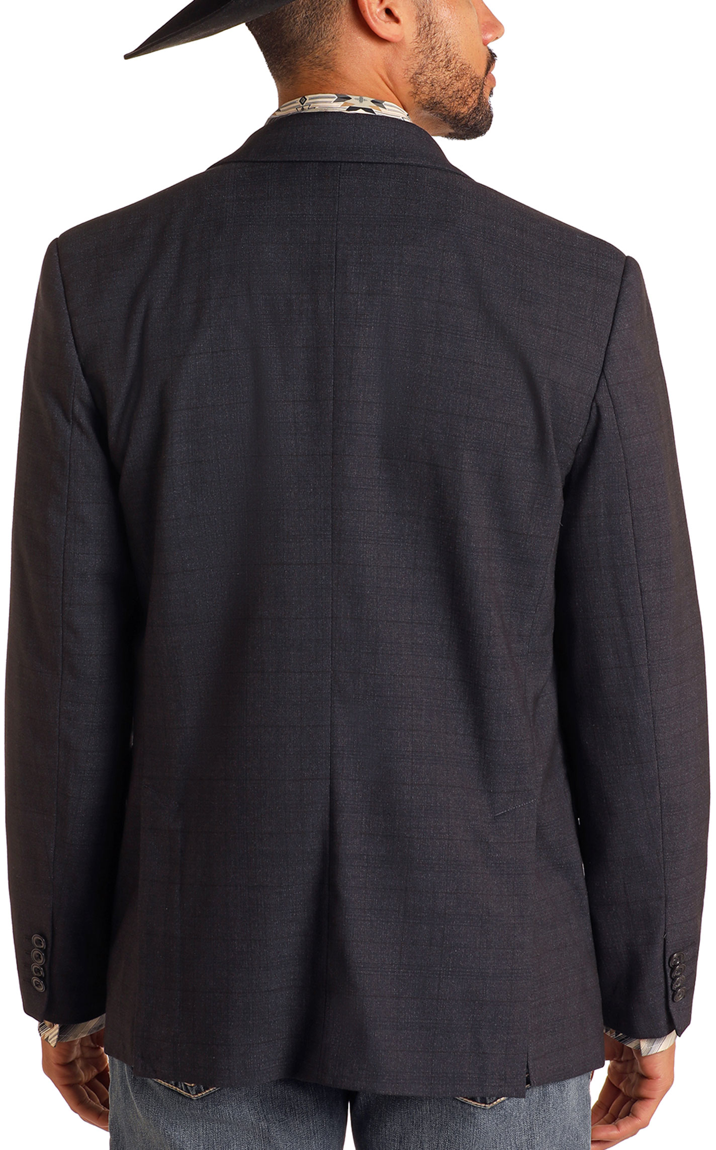 Rock & Roll Denim Men's Black Plaid Sports Coat - Image 2