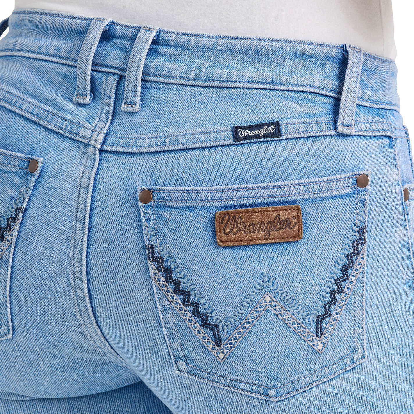 Wrangler Women’s Kai Light Wash Retro Mae Mid Boot Cut Jeans - Image 1