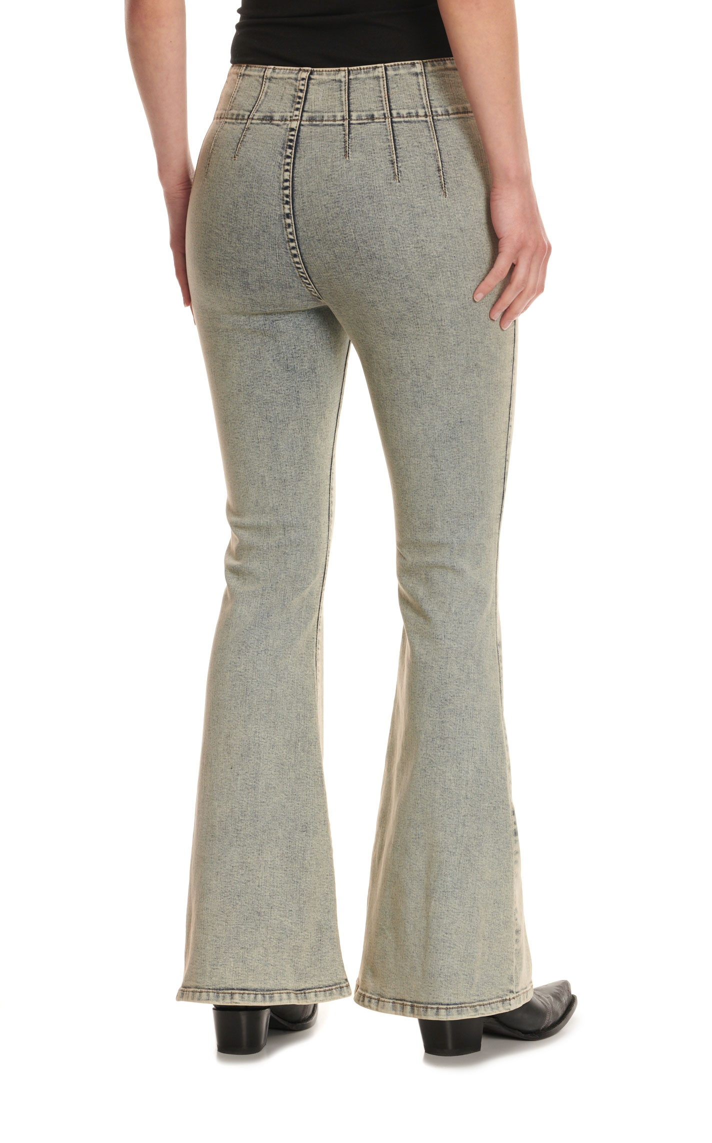 Sneak Peek Women's Light Wash High Rise No Pocket Flare Leg Jeans - Image 1