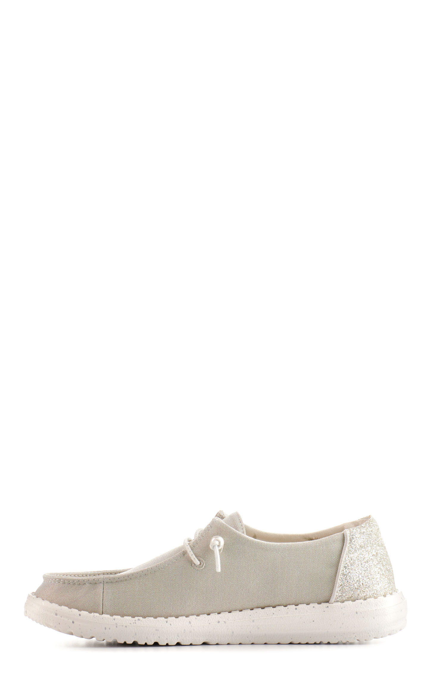 Hey Dude Women's Wendy Celestial Shine Ivory with Glitter Moc Toe Lace Up Casual Shoes - Image 1