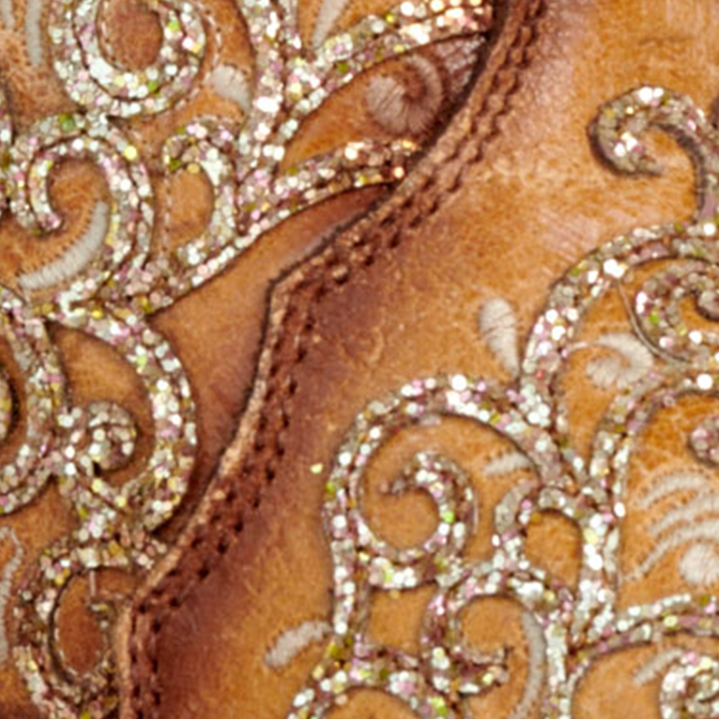 Corral Women's Saddle Tan with Glitter Overlay Snip Toe Cowboy Boots - Image 1