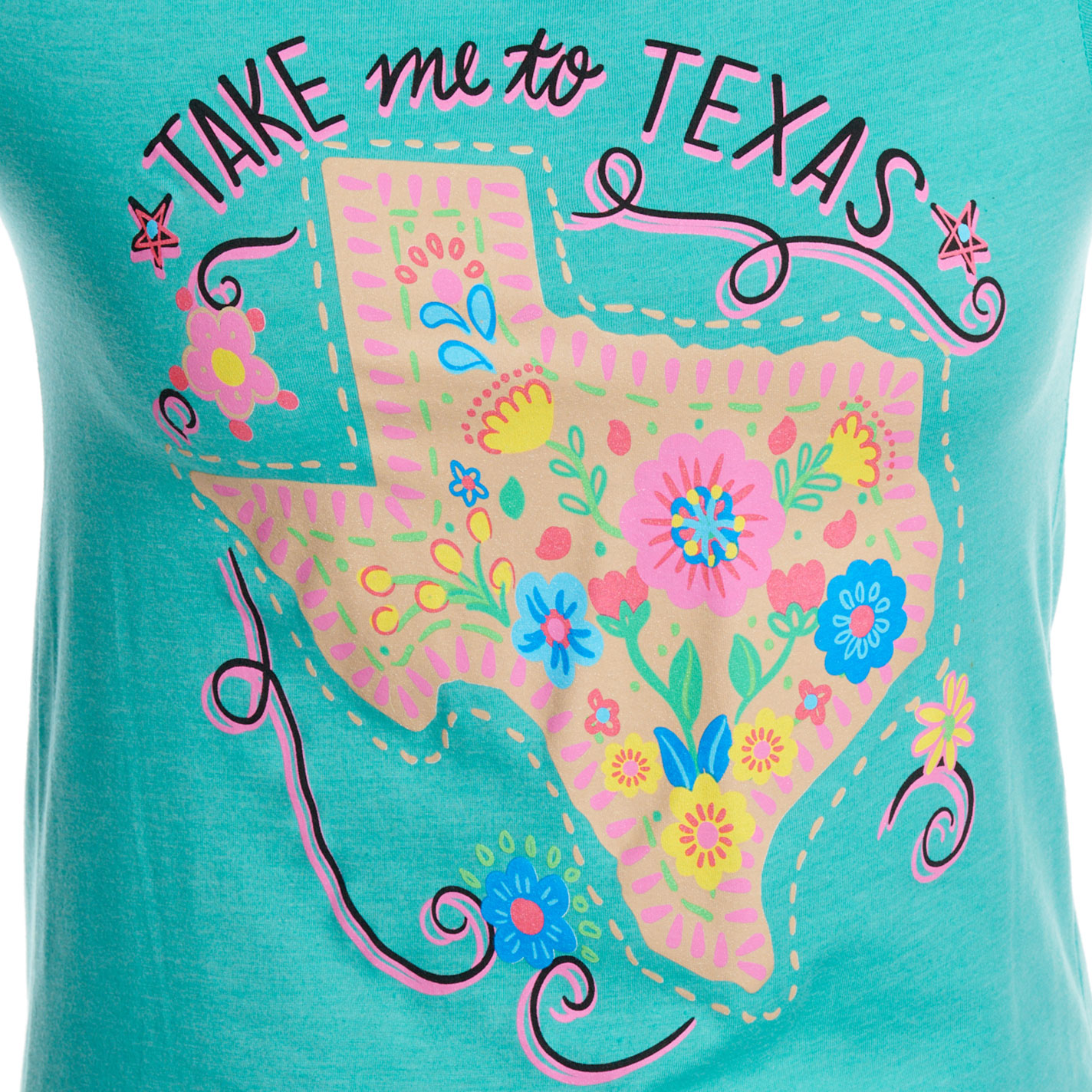 Girlie Girl Women's Heather Sea Grass Texas Flowers Graphic T-Shirt - Image 1