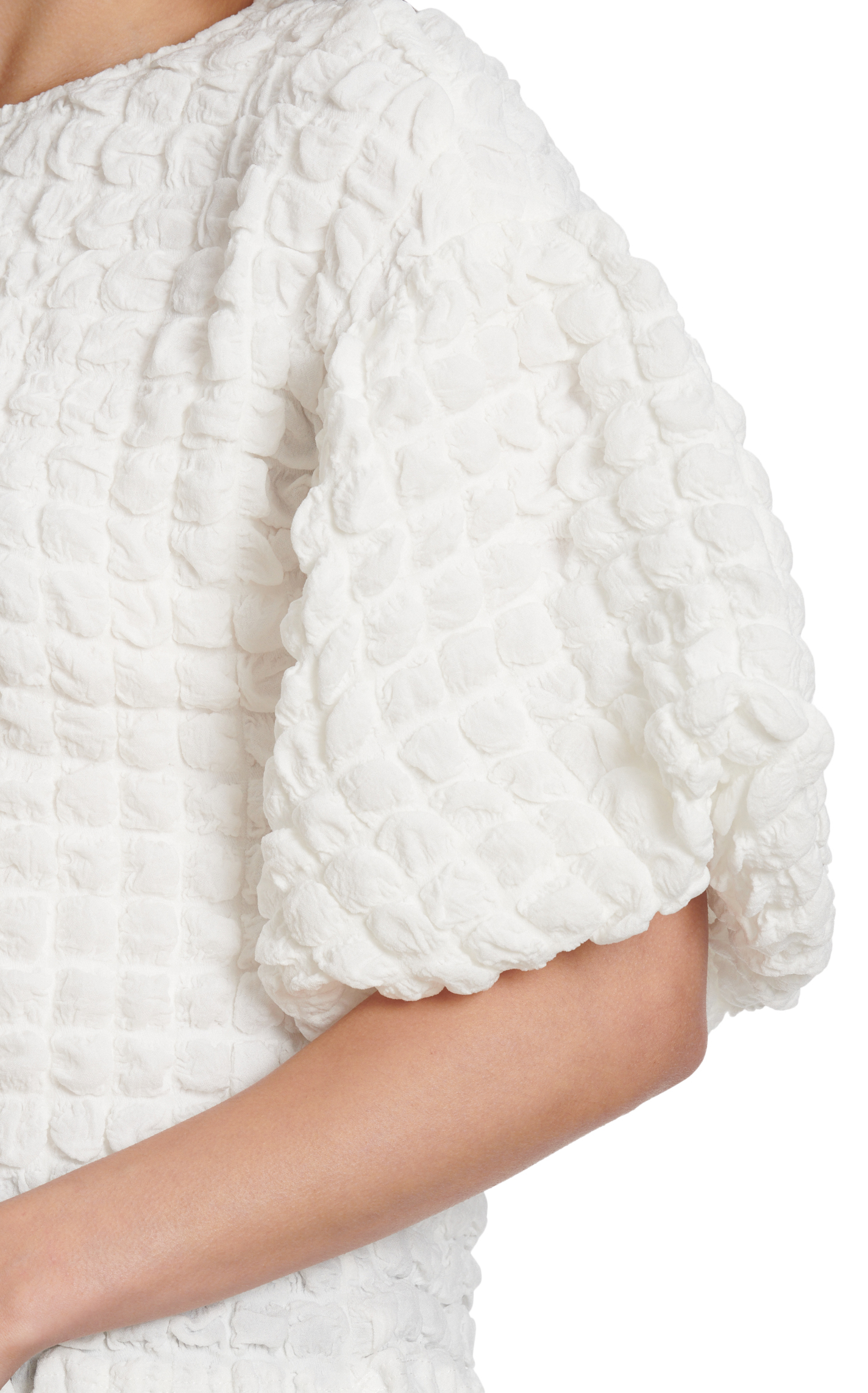 TCEC Women's White Puffed Squares & Sleeves Top - Image 1