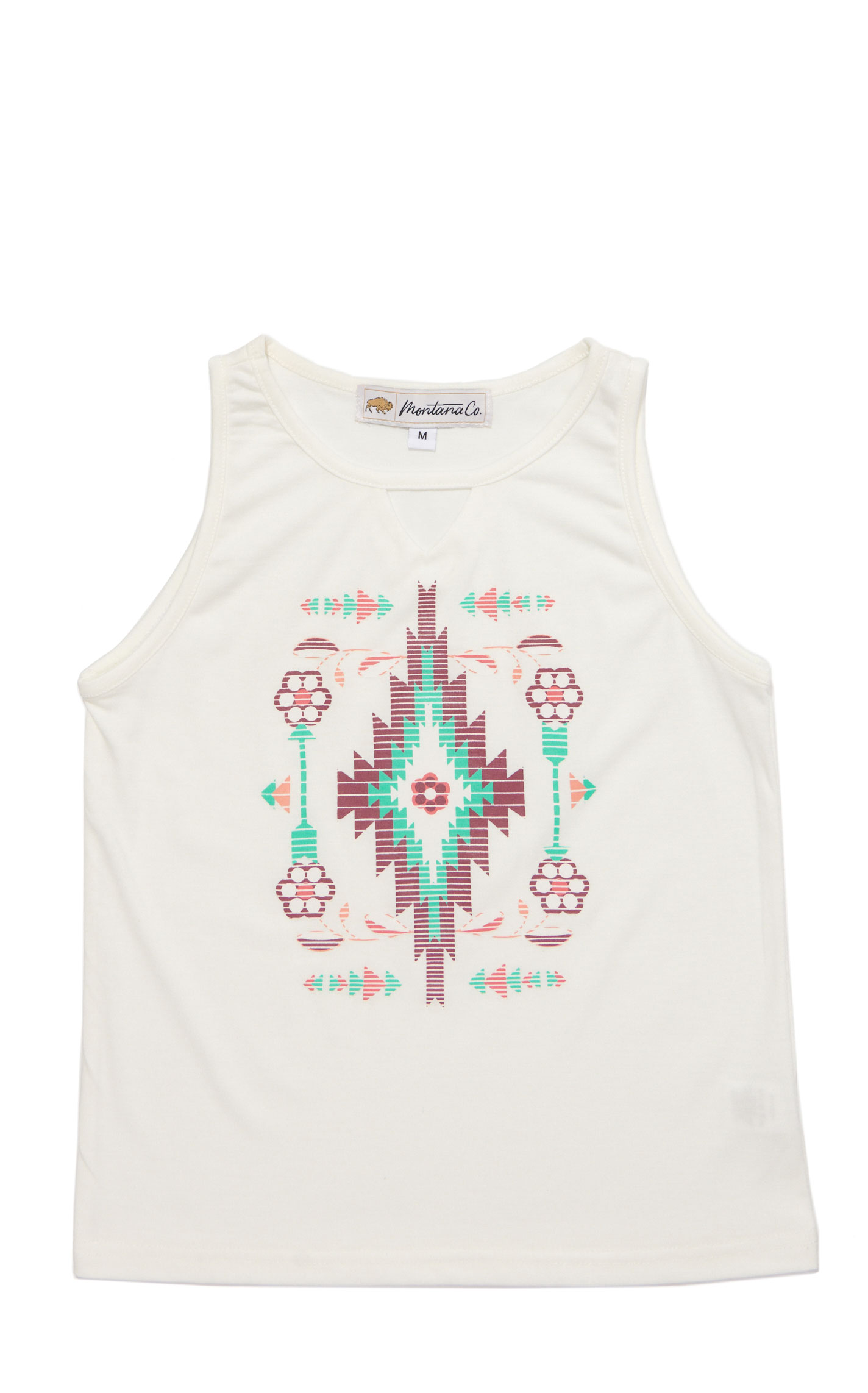 Rockin' C Girl's White Aztec Graphic Tank Top - Image 1