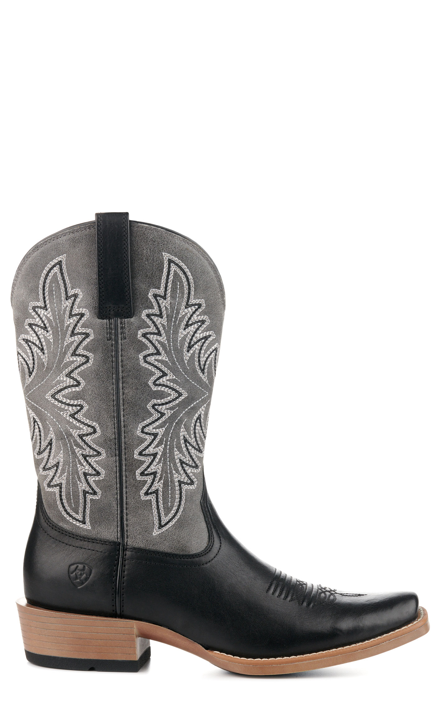 Ariat Men's Renegade Black and Titanium Bantamweight Punchy Square Toe Cowboy Boots - Image 1