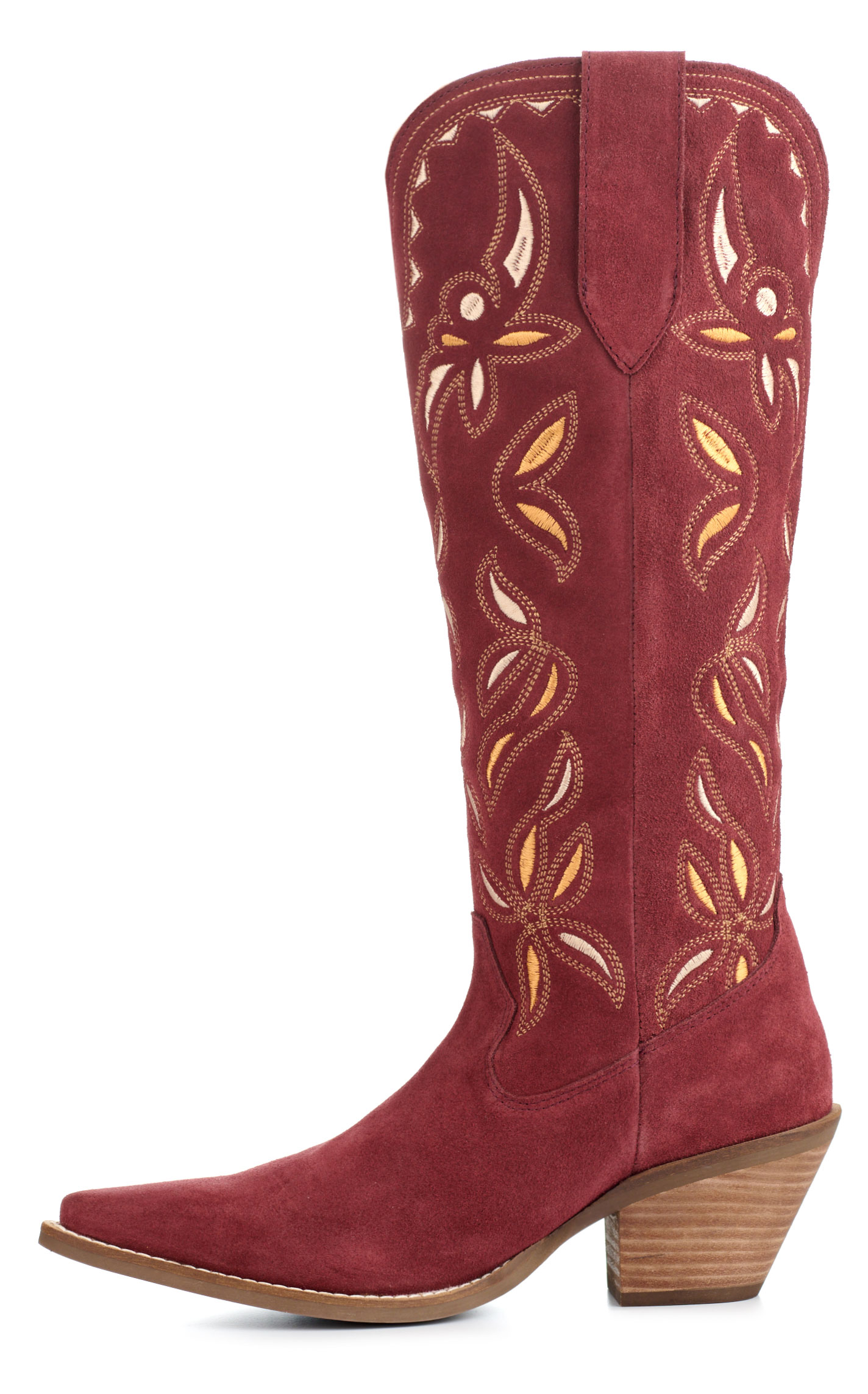 Dingo Women's Bandelera Burgundy Suede Snip Toe Tall Cowboy Boots - Image 1