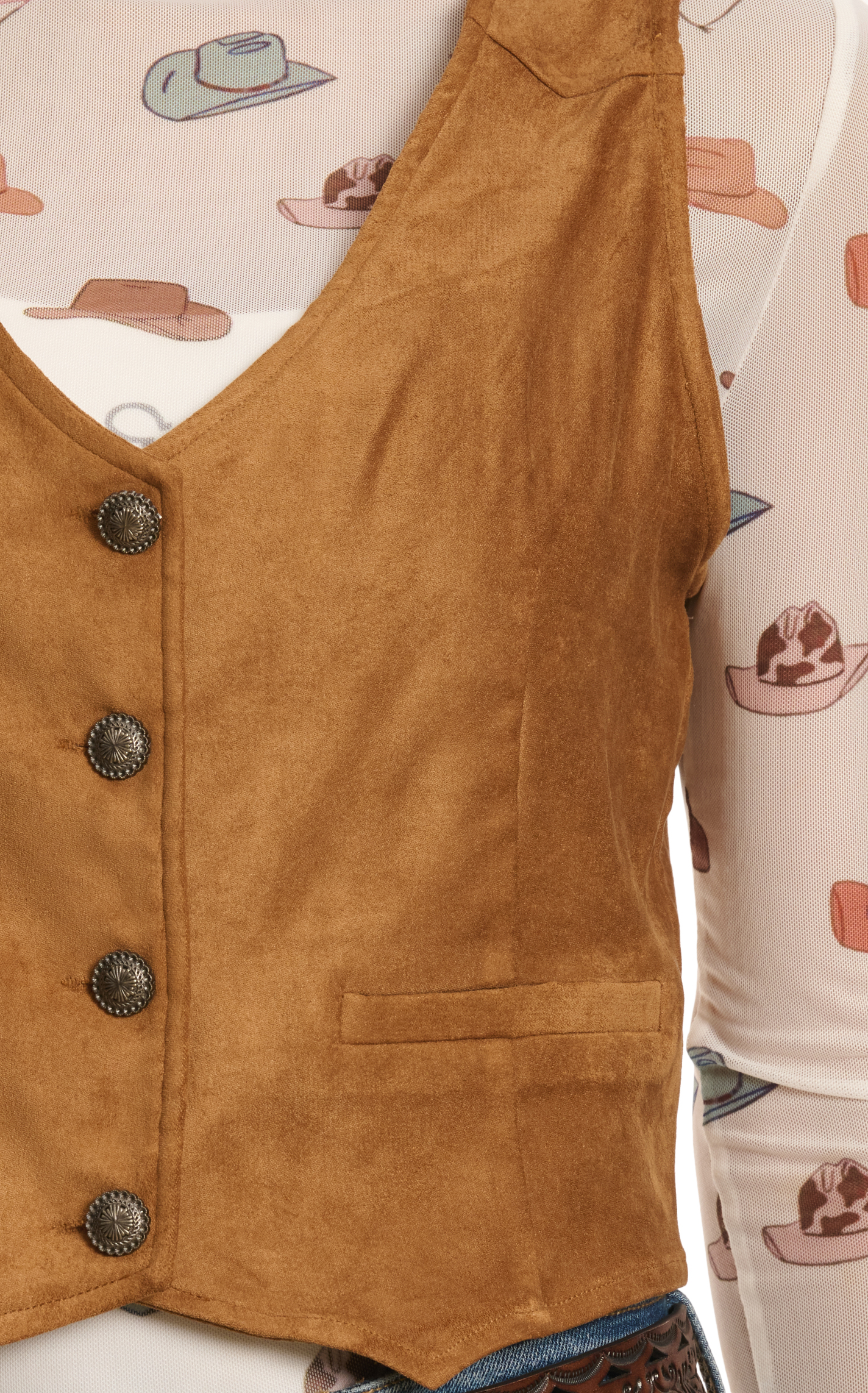 Rockin C Women's Caramel Faux Suede Vest - Image 1