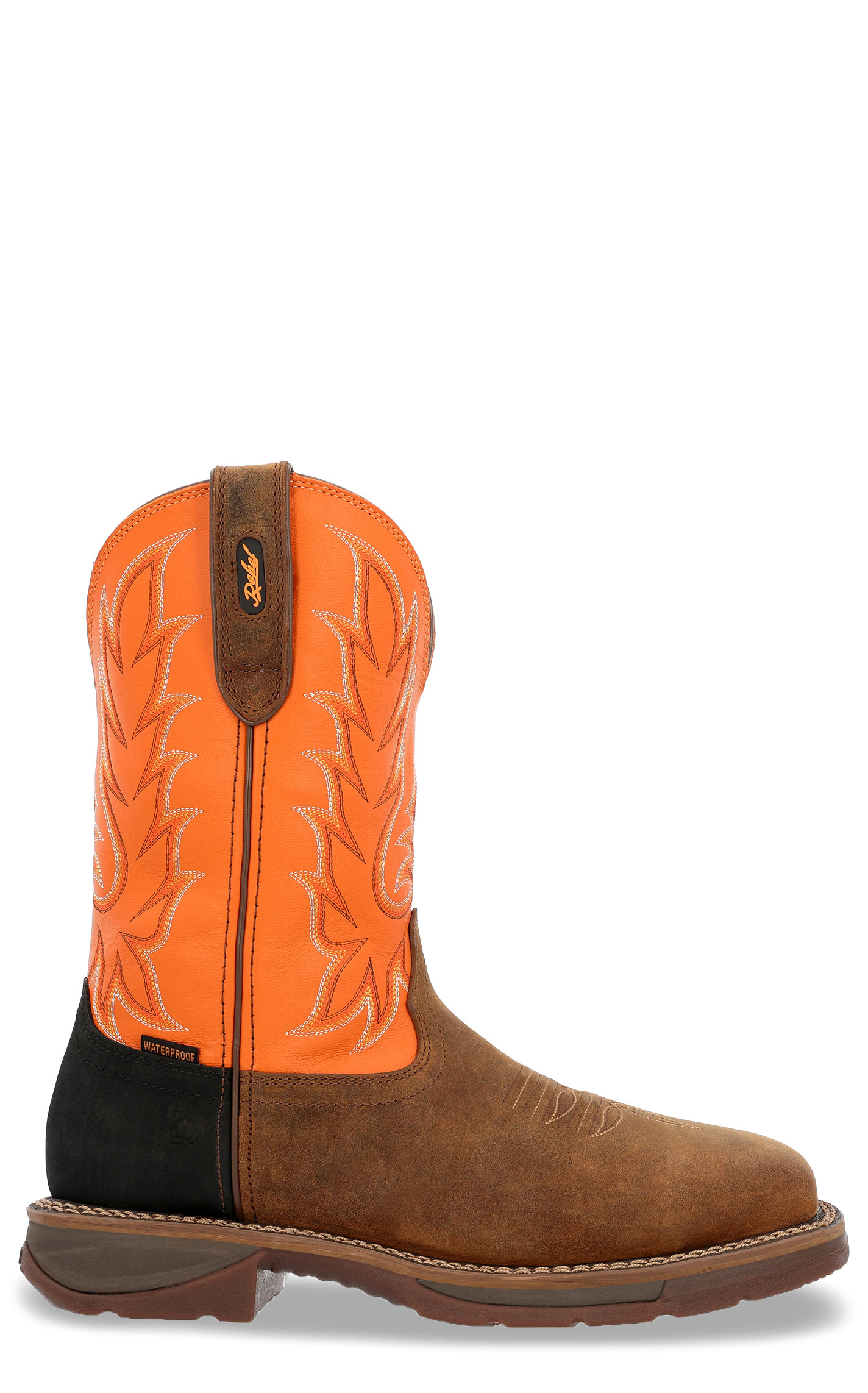 Durango Men’s Coffee & Orange Workin’ Rebel Wide Square Steel Toe Work Boots - Image 1