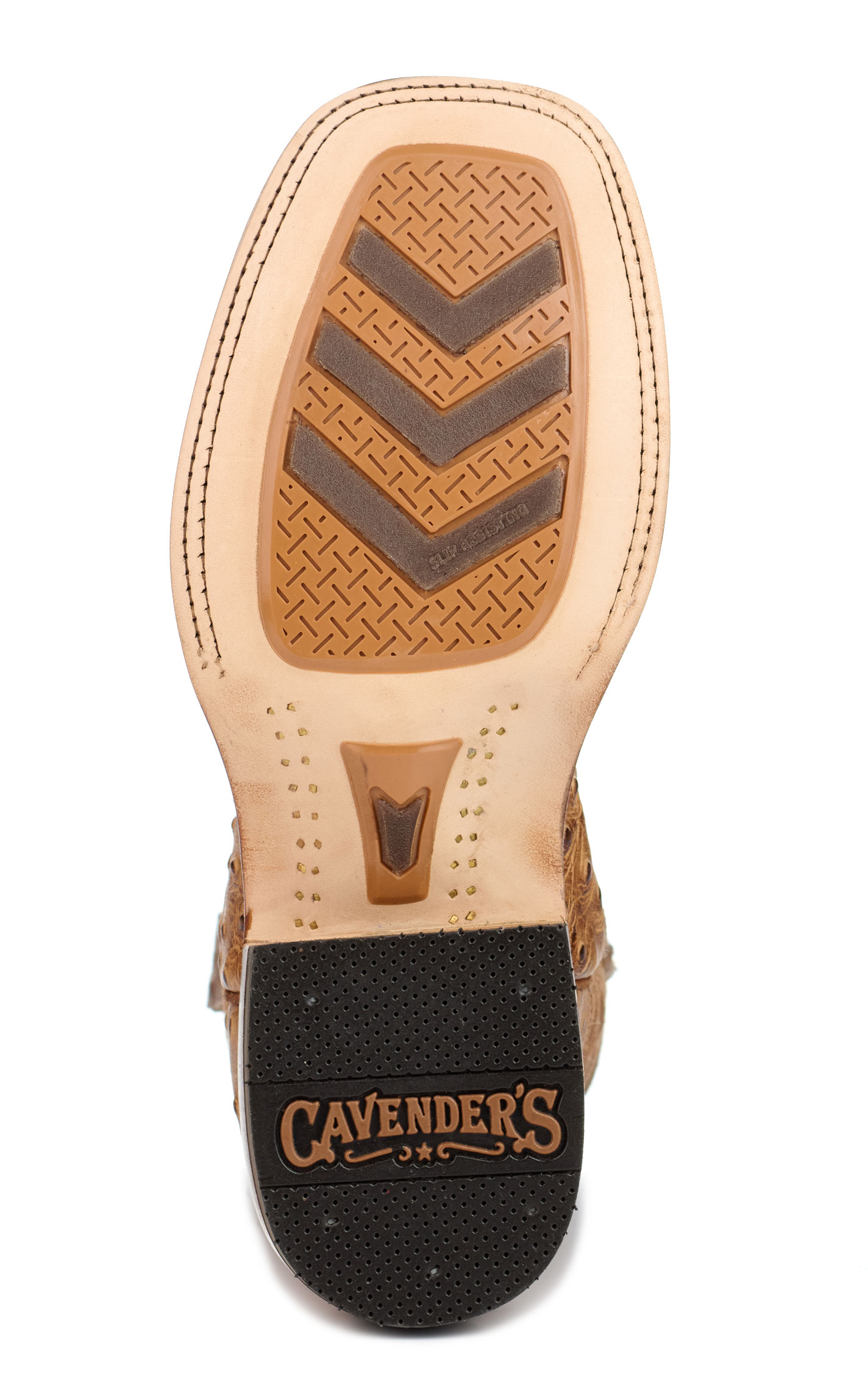 Cavender's Men's Endurance Brown and Camel Ostrich Print Wide Square Toe Cowboy Boots - Image 1