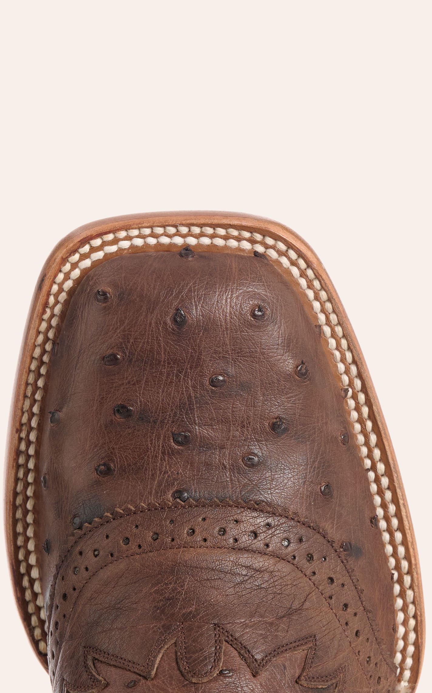 Cavender's Women's Tobacco & Bone Ostrich Wide Square Toe Cowboy Boots - Image 1