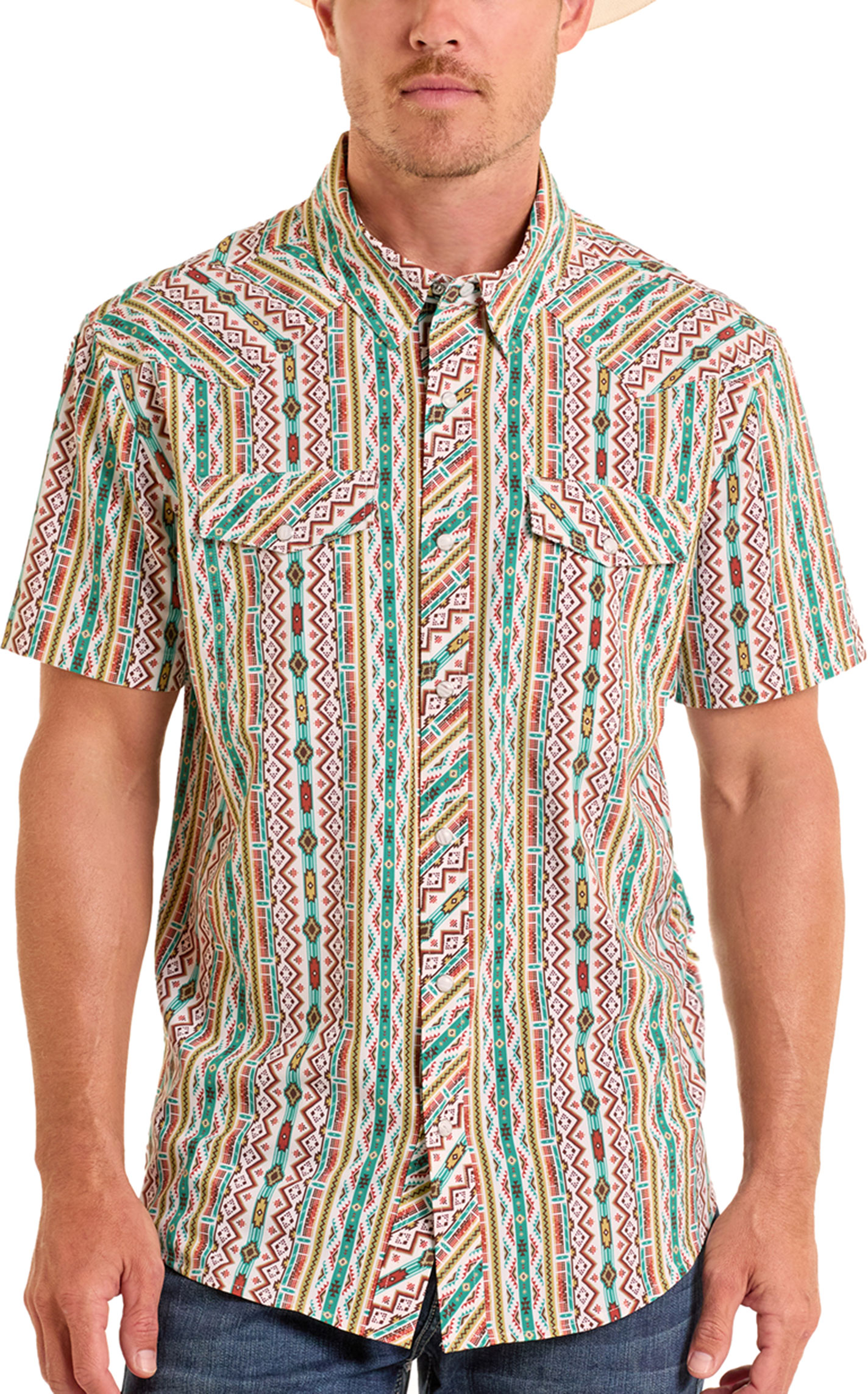 Panhandle Slim Men's Multi Aztec Print Performance Western Shirt  - Image 1