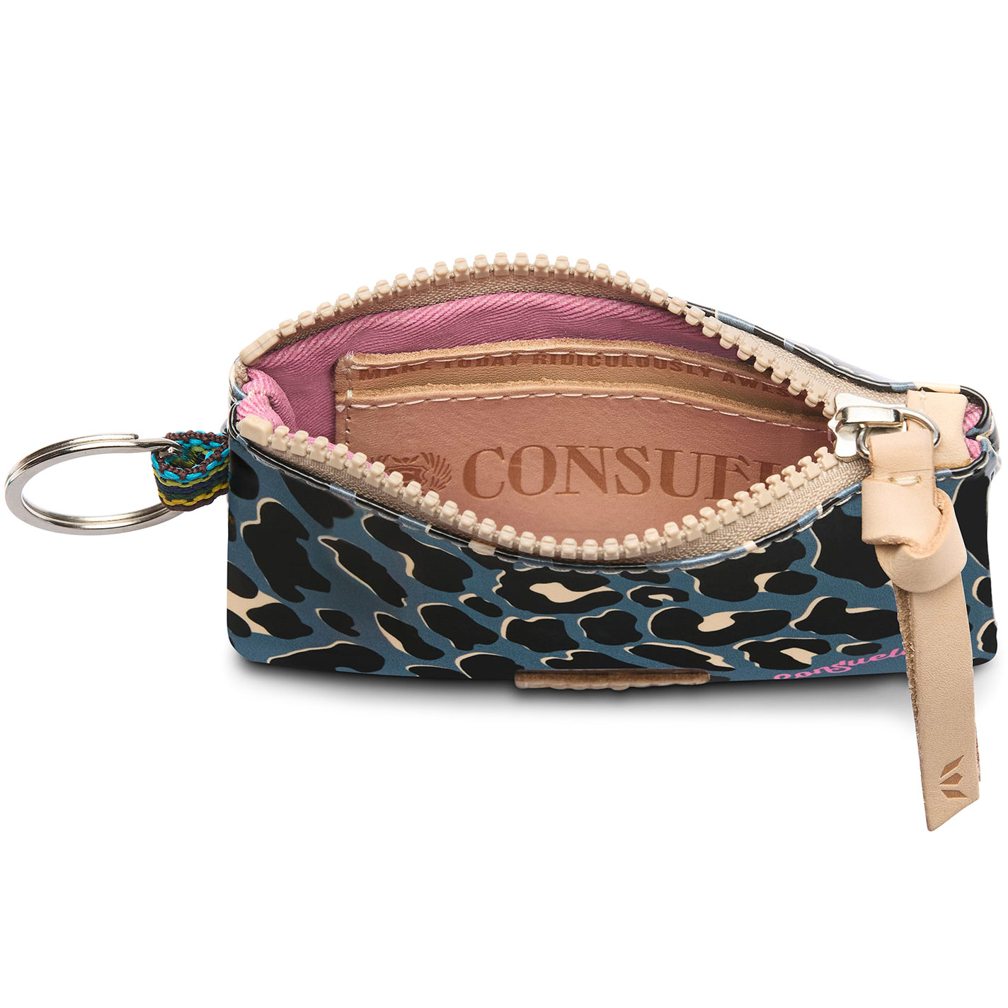 Consuela Danni Blue & Black Leopard Keyring Pouch Bag - Image 1