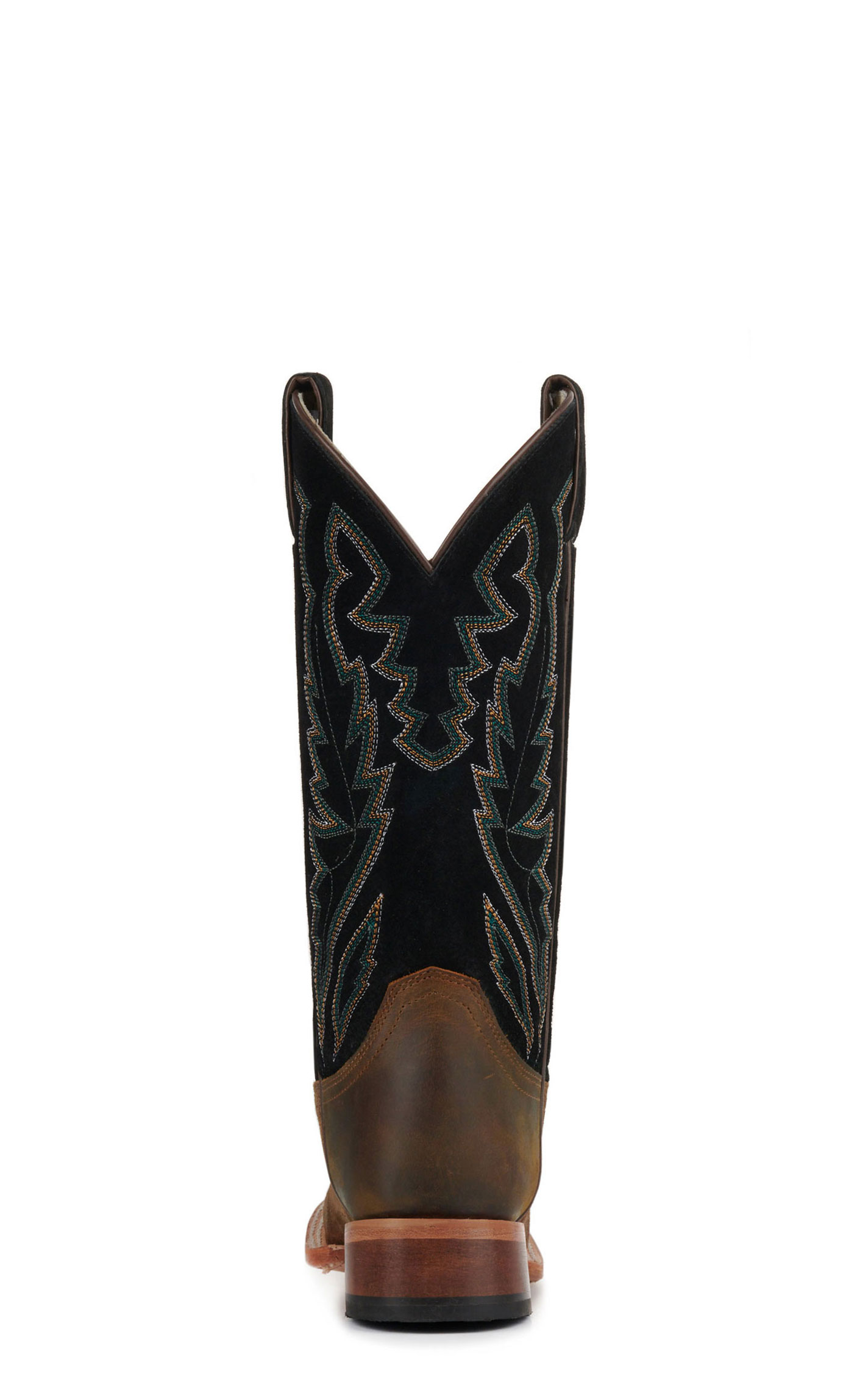 Justin Women's Palisade Clay Brown Suede and Black Wide Square Toe Cowboy Boots - Image 1