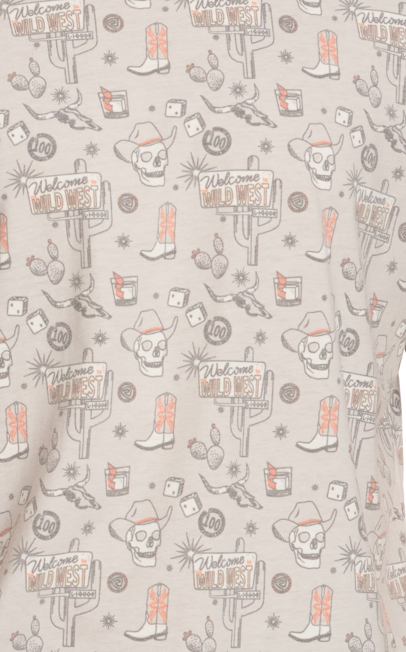 Rock & Roll Denim Men's Gray & Orange All-Over Western Tattoo Print Short Sleeve T-Shirt - Image 1