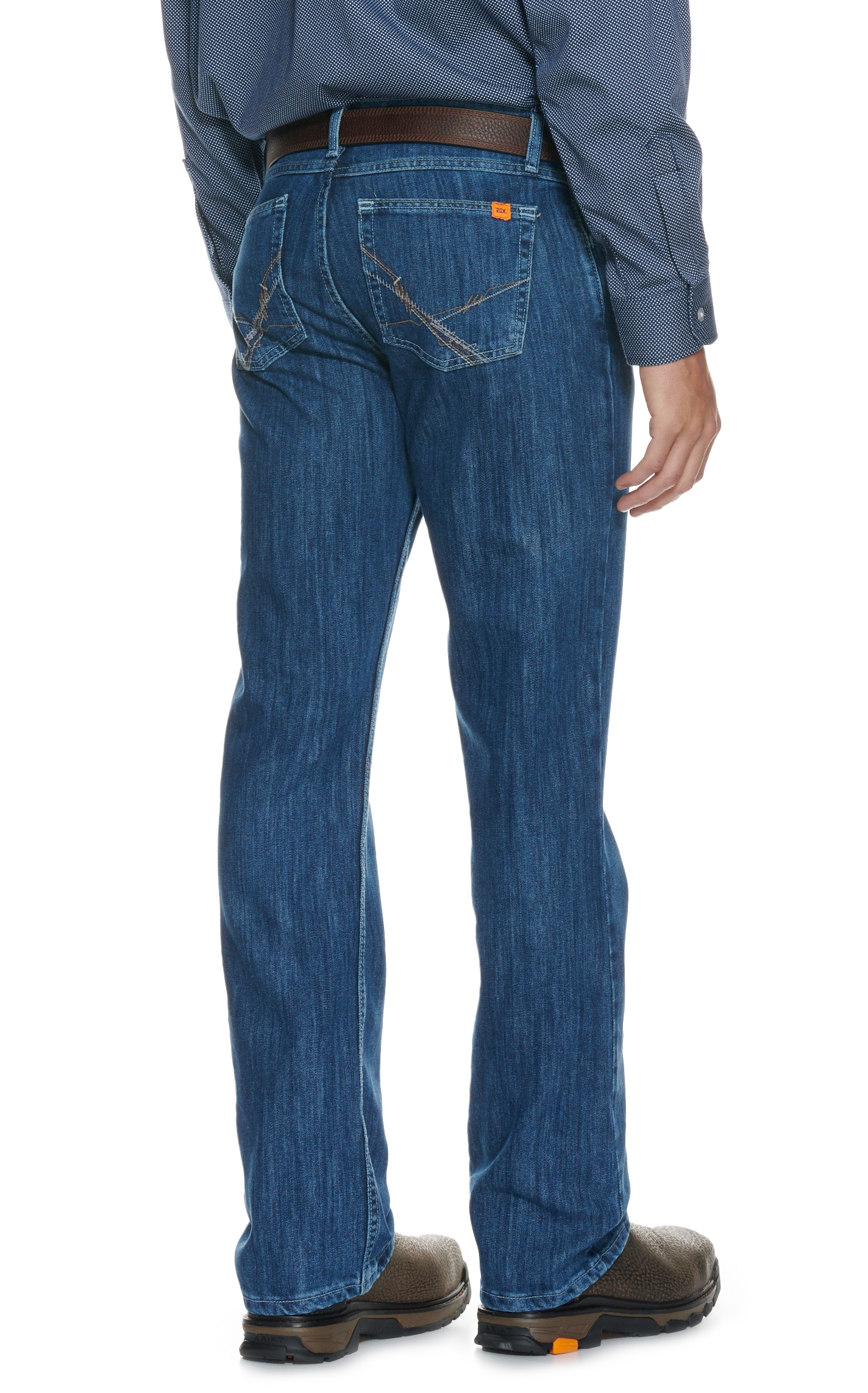 Wrangler 20X Men's FR Medium Wash 42 Vintage Boot Cut Work Jeans - Image 1