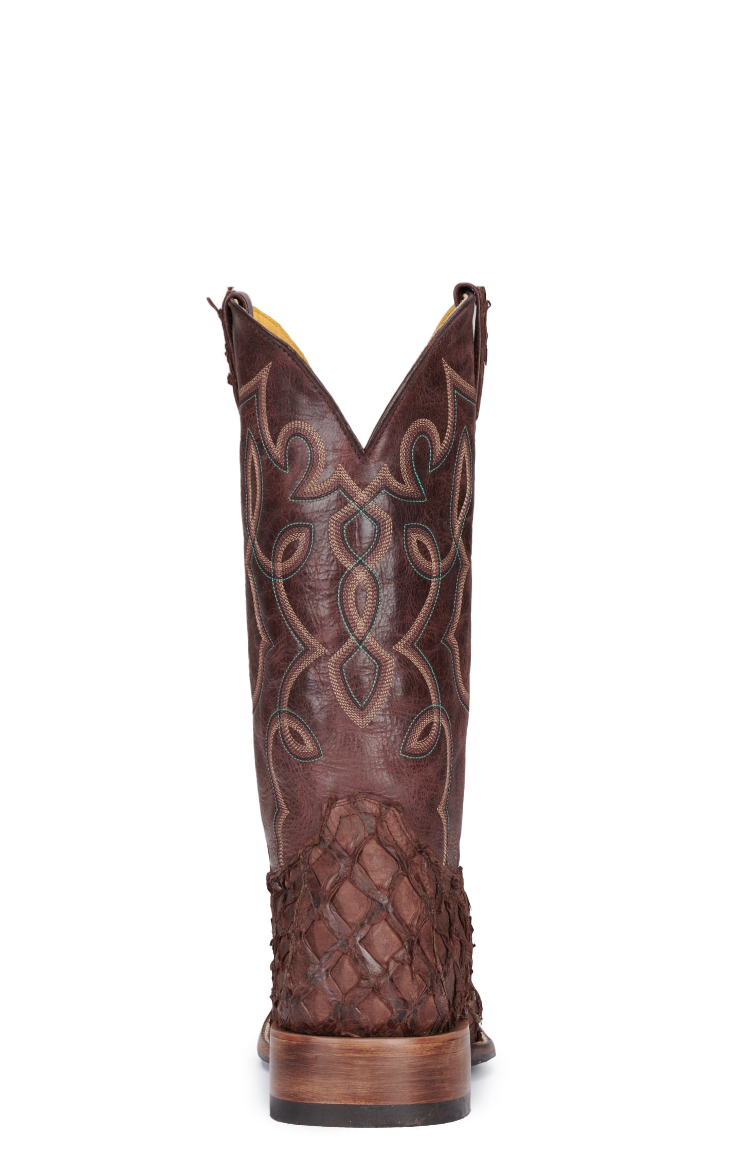 Cavender's Men's Bonham Cigar Pirarucu and Chocolate Wide Square Toe Exotic Cowboy Boots - Image 1