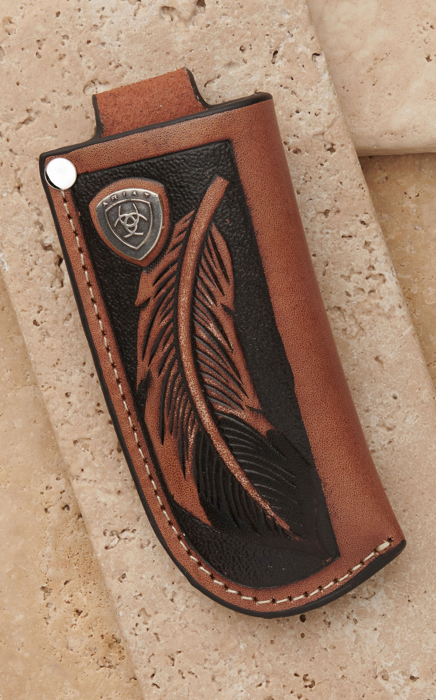 Ariat Brown Leather Tool Cross Knife Sheath - Image 1