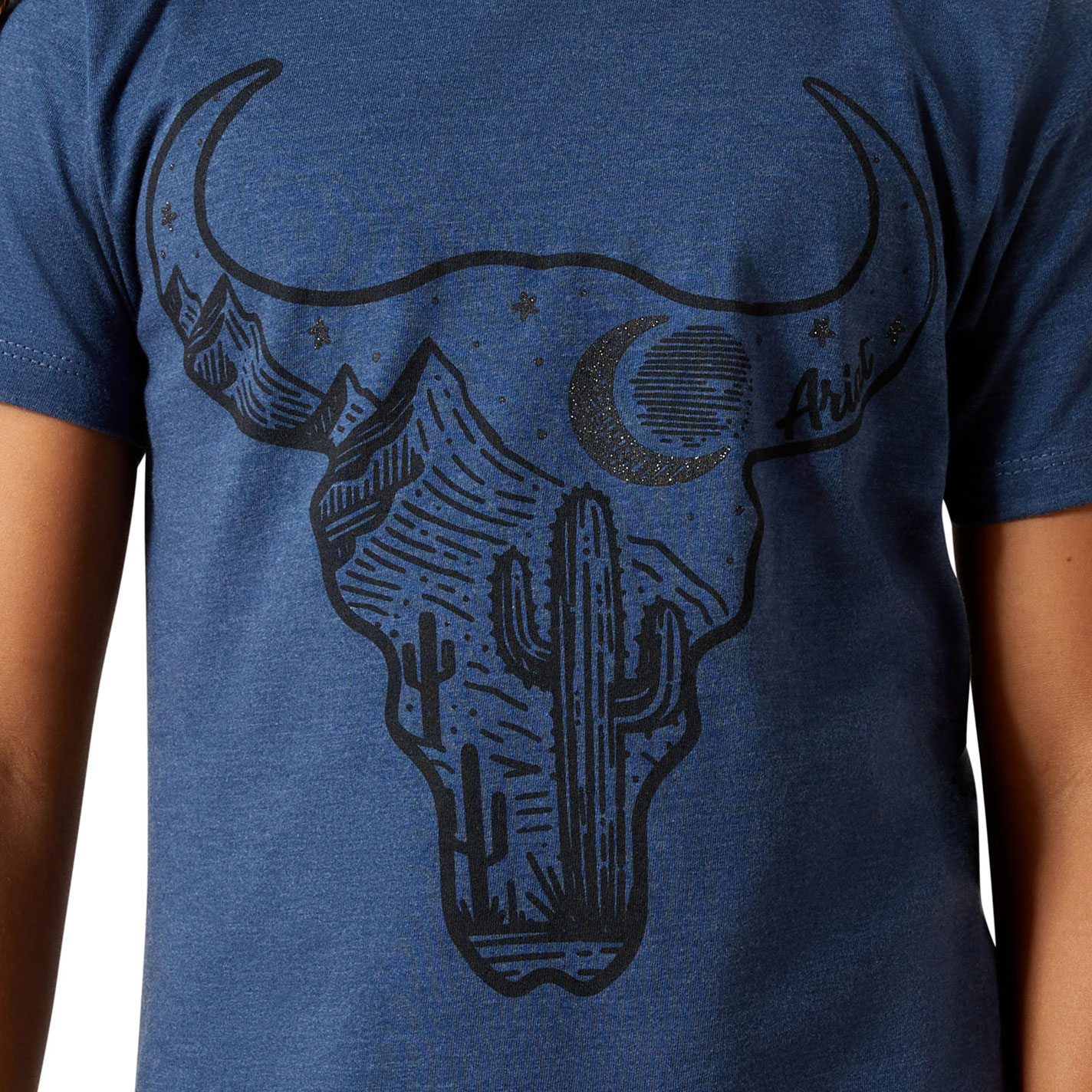 Ariat Girl's Bull Night Sky Navy Graphic T-Shirt - Image 1