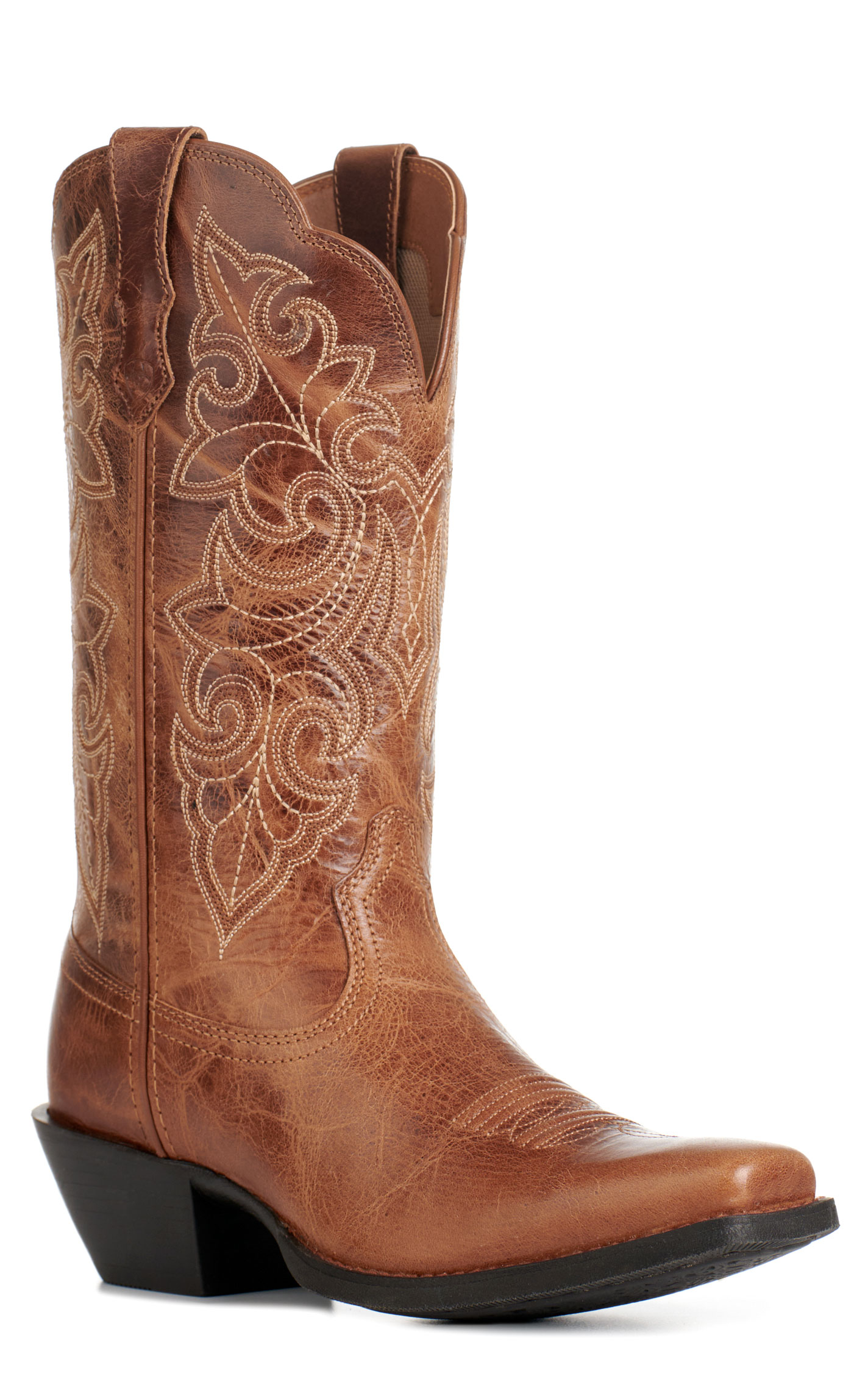Ariat Women's Round Up Russet Tan Punchy Square Toe Cowboy Boots - Image 1