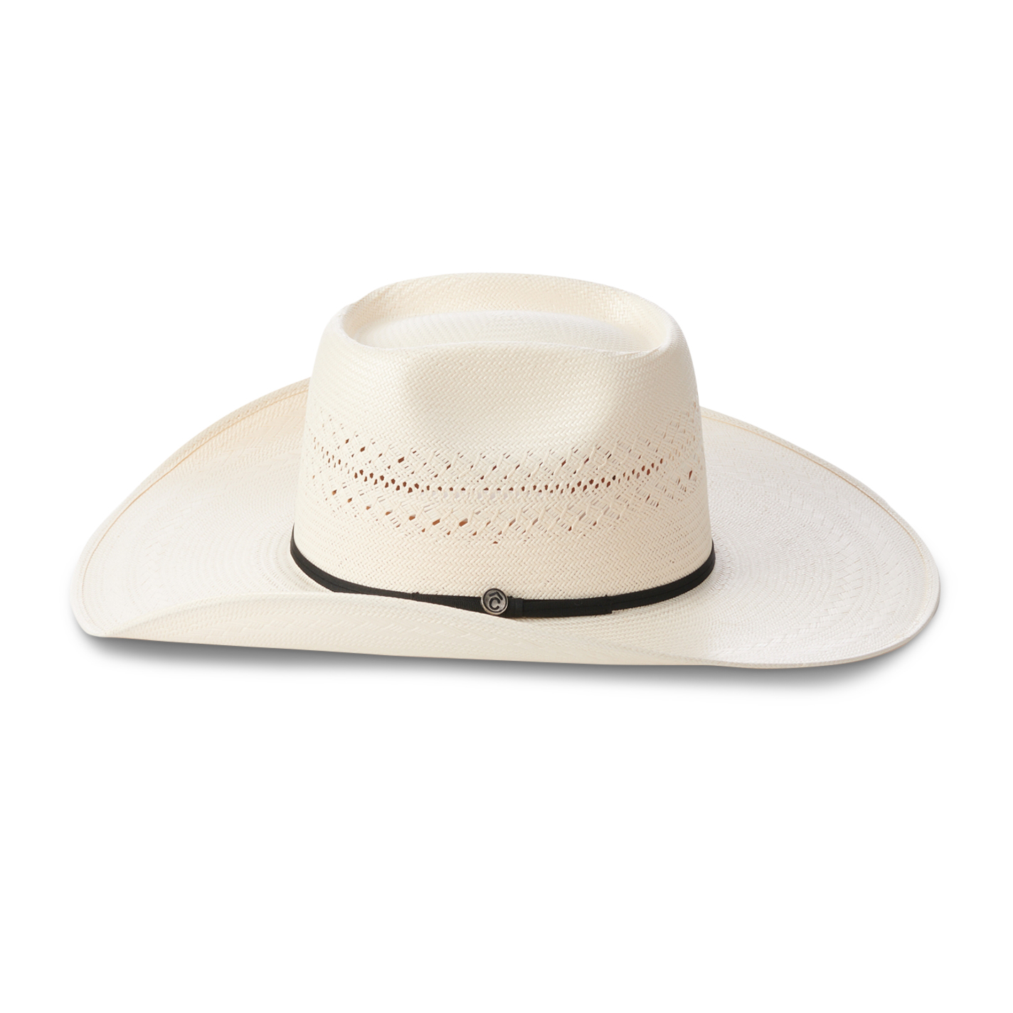 Rafter C Ivory Shantung Vented Brick Crown Straw Cowboy Hat - Image 1