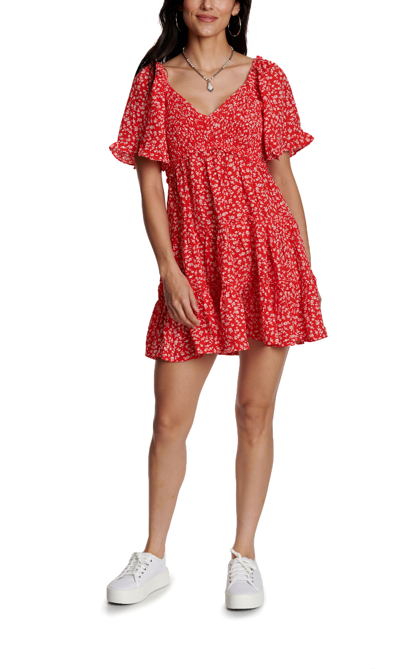 Yura Women’s Red & White Floral Dress - Image 1