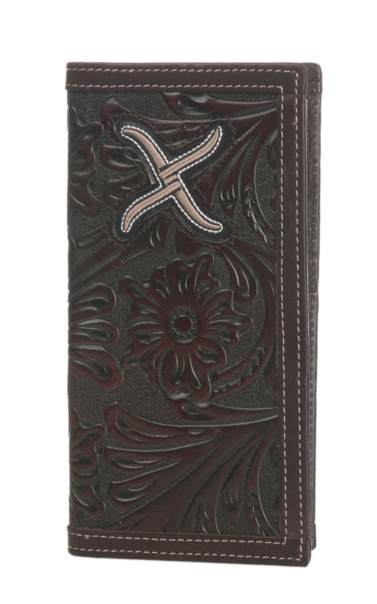 Twisted X Men's Brown Embossed with Silver Embroidered Logo Wallet - Image 1