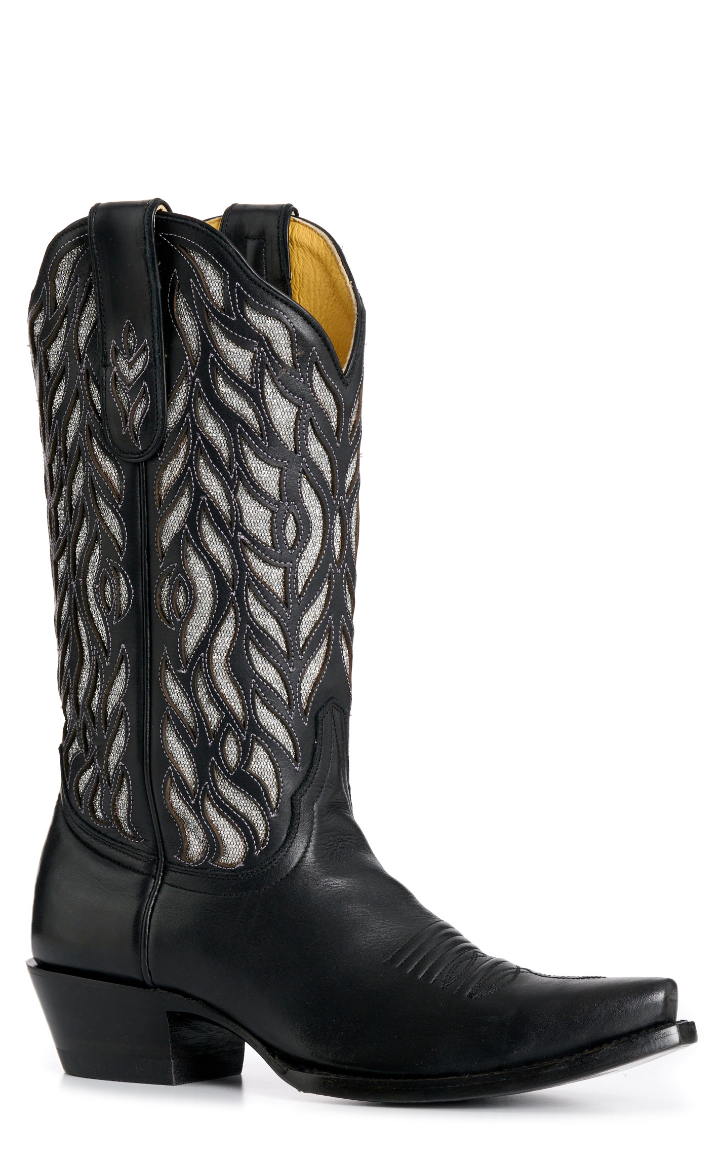 Cavender’s Women's Black & Luminaria Inlay Snip Toe Cowboy Boots - Image 1