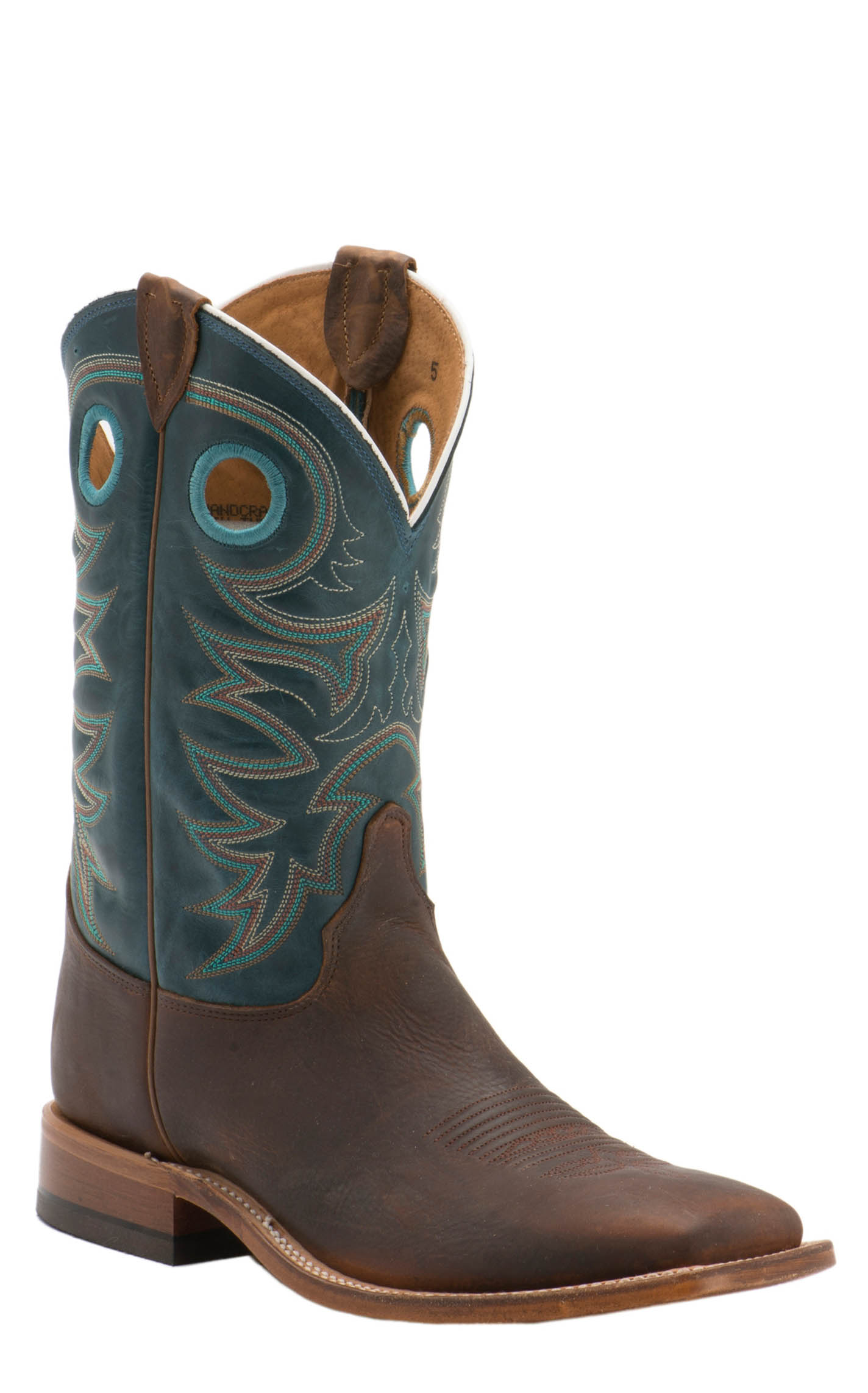 Justin Men's Bent Rail Austin Copper and Teal Wide Square Toe Cowboy Boots - Image 1