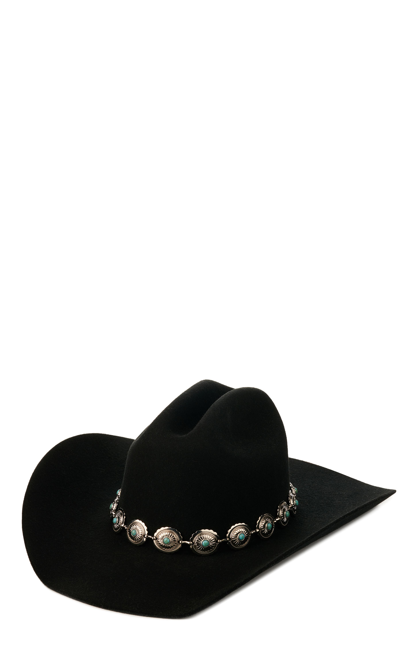 3D Belt Co. Silver with Turquoise Stones Concho Hat Band - Image 1