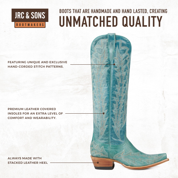 JRC & Sons Women’s Nancy Turquoise Snip Toe Tall Cowboy Boots - Image 1