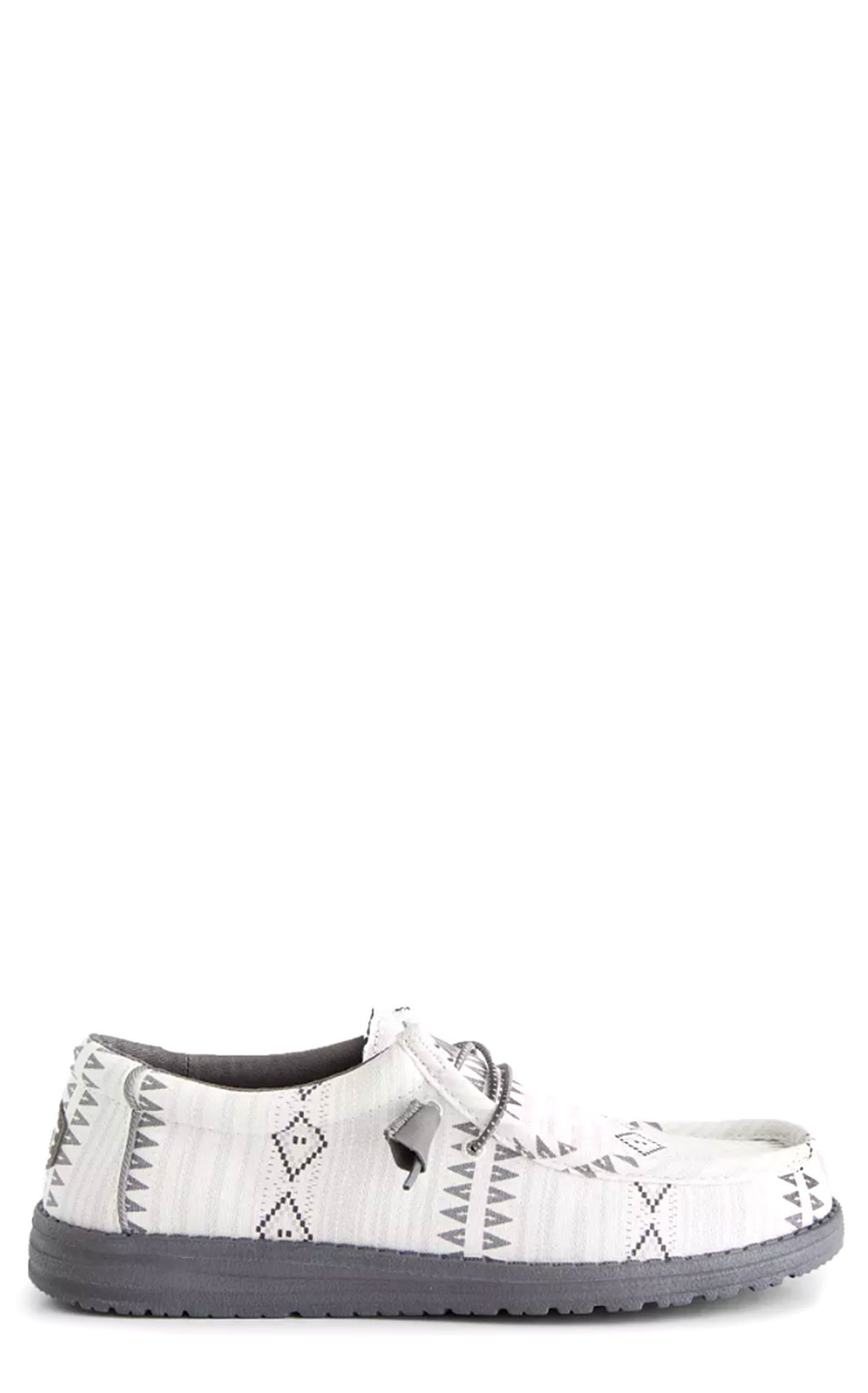 Hey Dude Men’s White & Gray Wally Aztec Lace Up Moc Toe Casual Shoes - Image 1