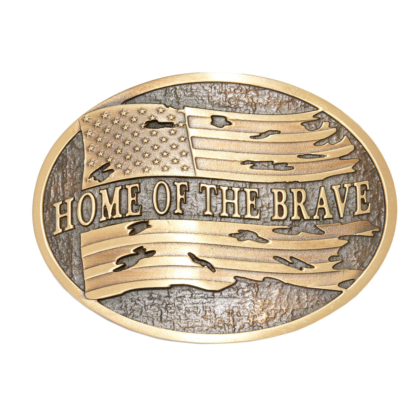 Andwest Home of the Brave Antique Brass Belt Buckle - Image 1