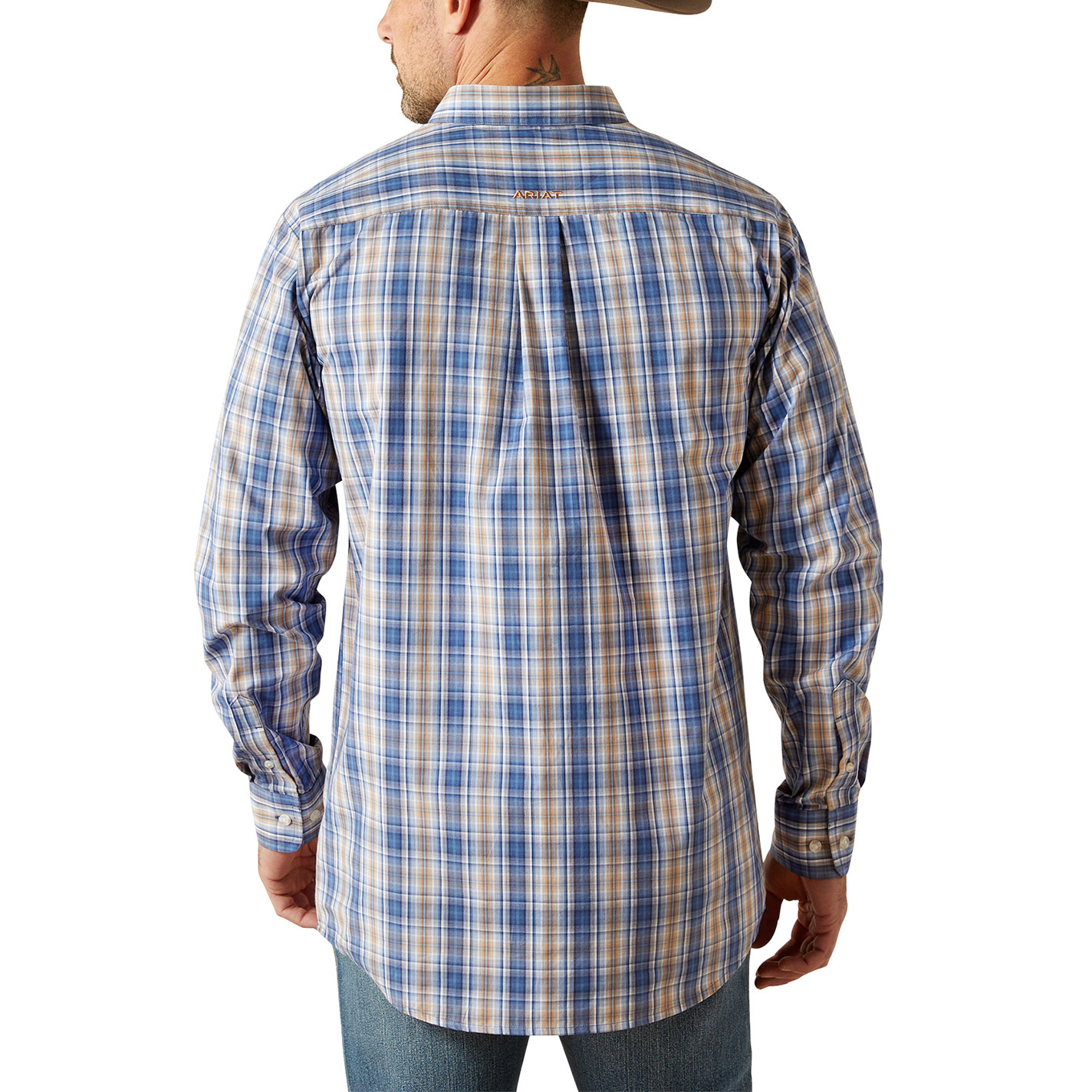 Ariat Men's Royal Blue & Gold Plaid Western Shirt - Image 1