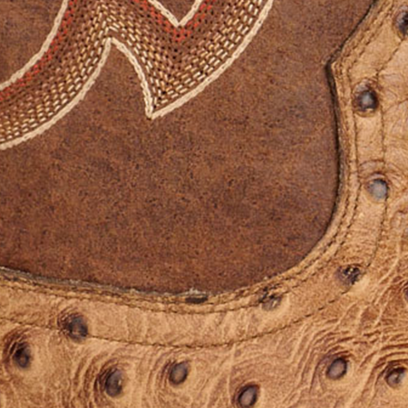 Cavender's Men's Endurance Brown and Camel Ostrich Print Wide Square Toe Cowboy Boots - Image 1