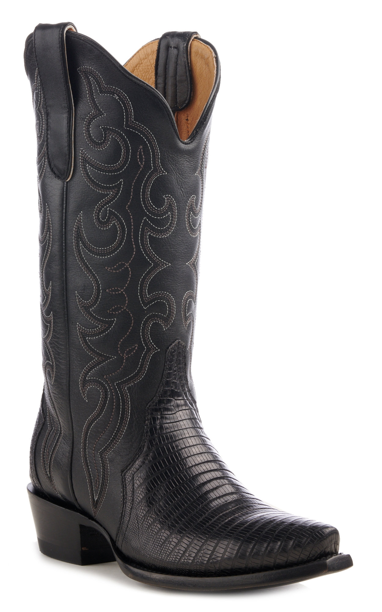 Cavender’s Women’s Triad Black Lizard Exotic Snip Toe Cowboy Boots - Image 1