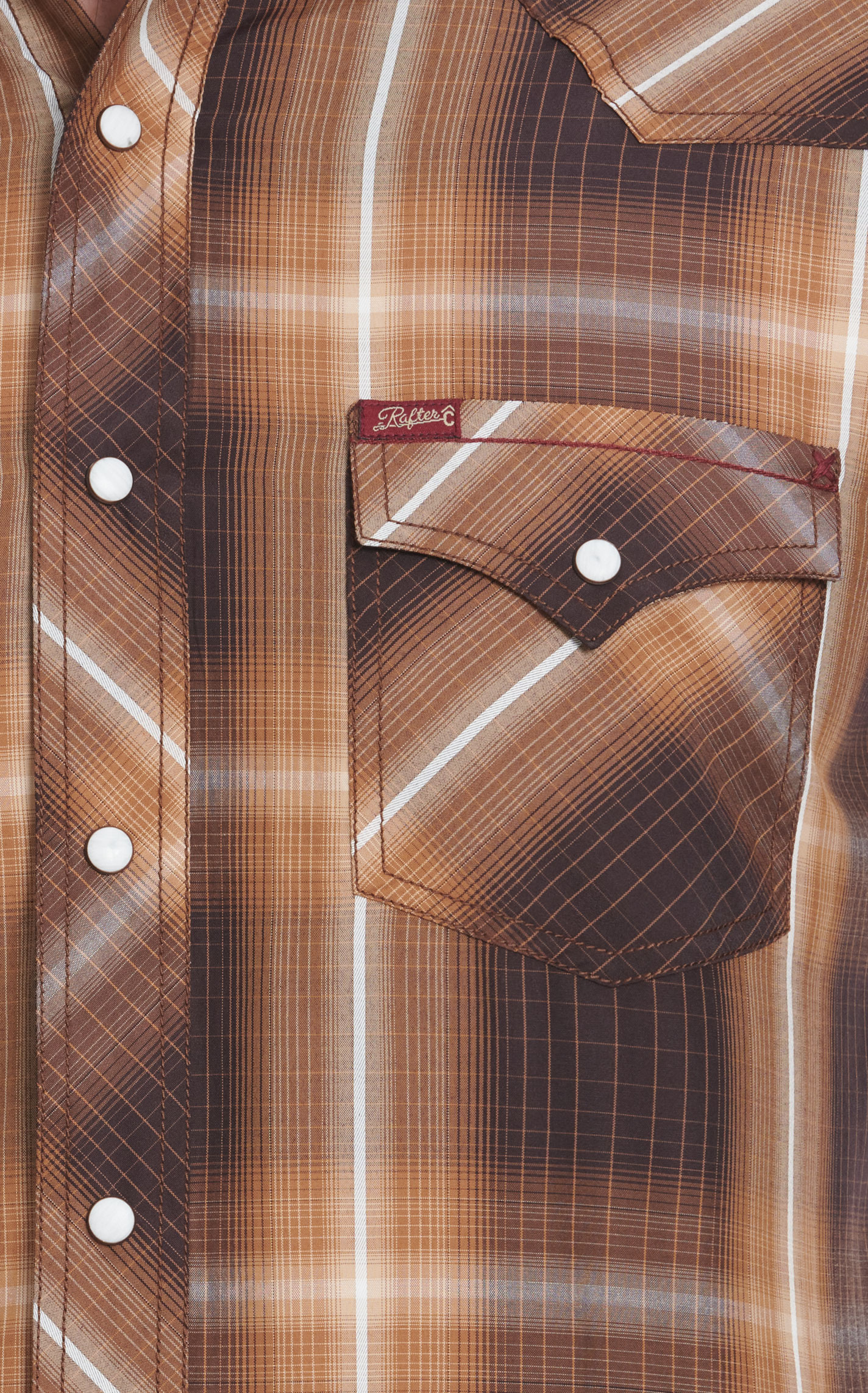 Rafter C Men's Red Dirt Collection Coffee Plaid Western Shirt - Image 1