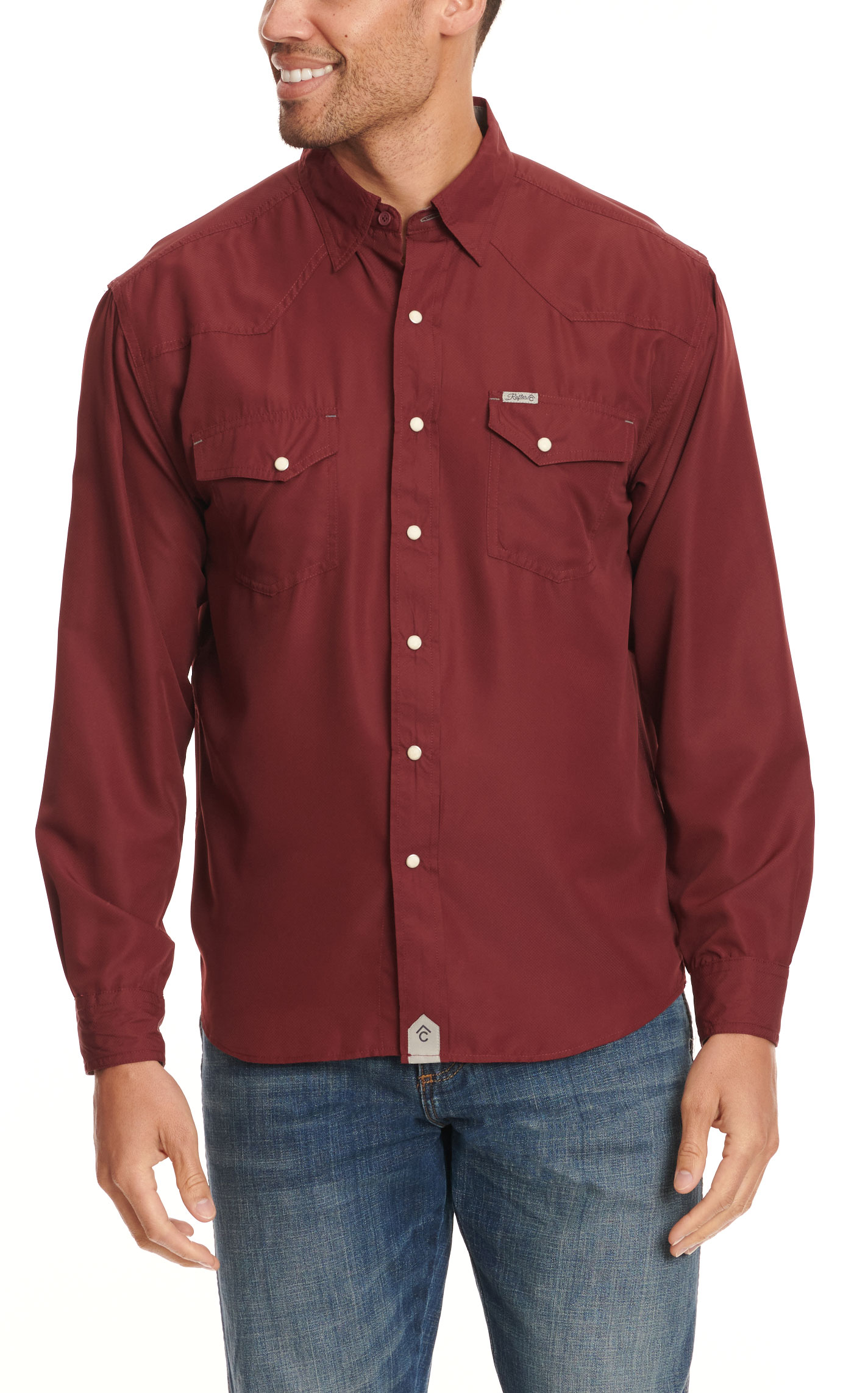 Rafter C Outdoors Men's Maroon Long Sleeve Fishing Shirt - Image 1