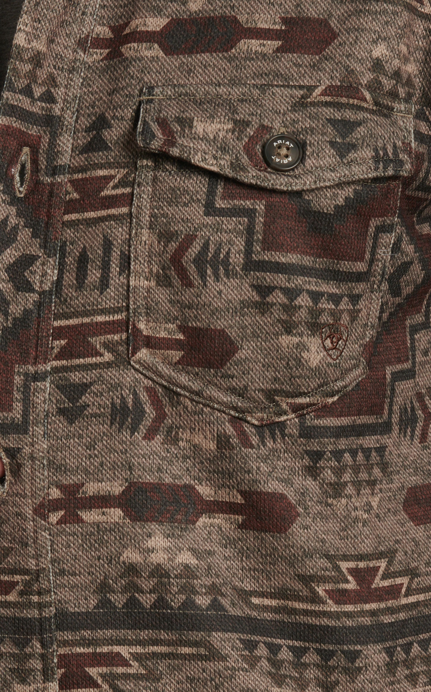 Ariat Men's Caldwell Chocolate Brindle & Coffee Aztec Print Shirt Jacket - Image 1