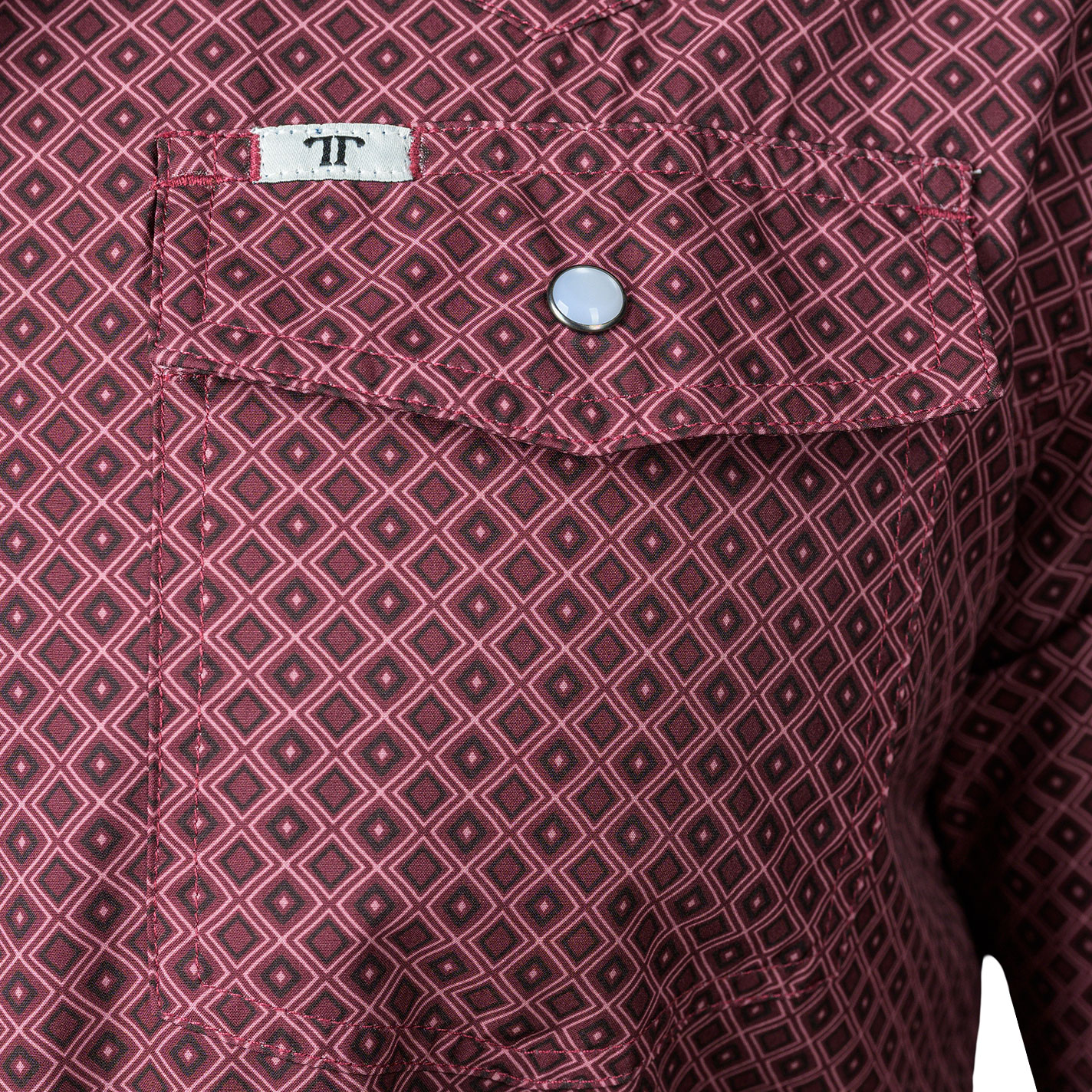 Ferrell Men's Wine & Burgundy Geo Print Western Shirt - Image 1