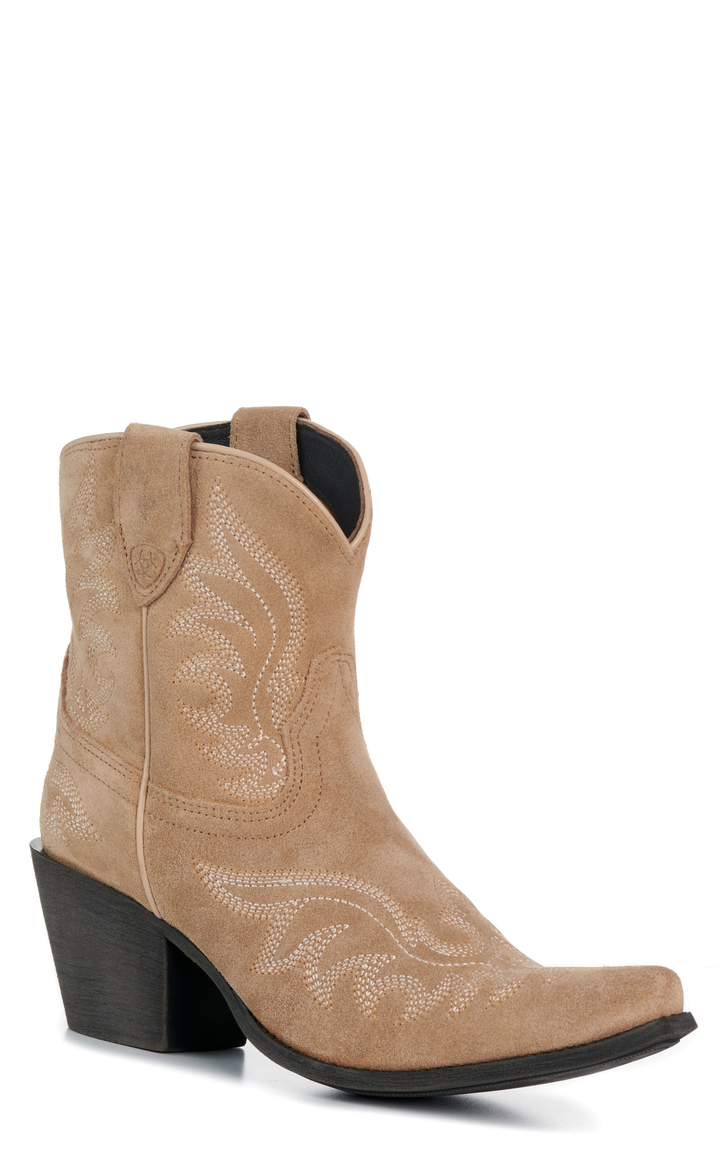 Ariat Women’s Truly Taupe Suede Chandler Snip Toe Booties - Image 1