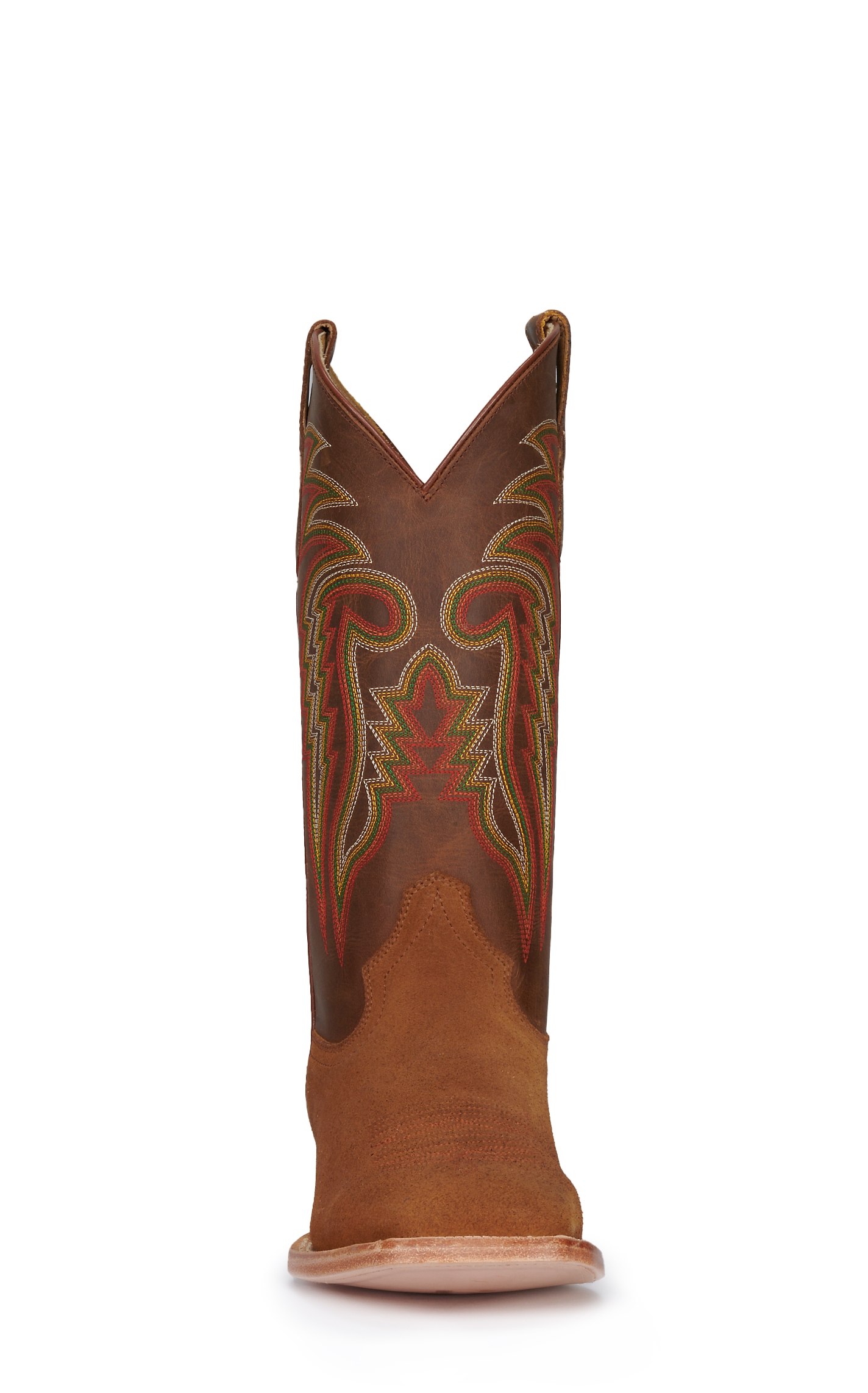 R Watson Men's Tan Roughout and Arizona Tan Wide Square Toe Cowboy Boots - Image 1