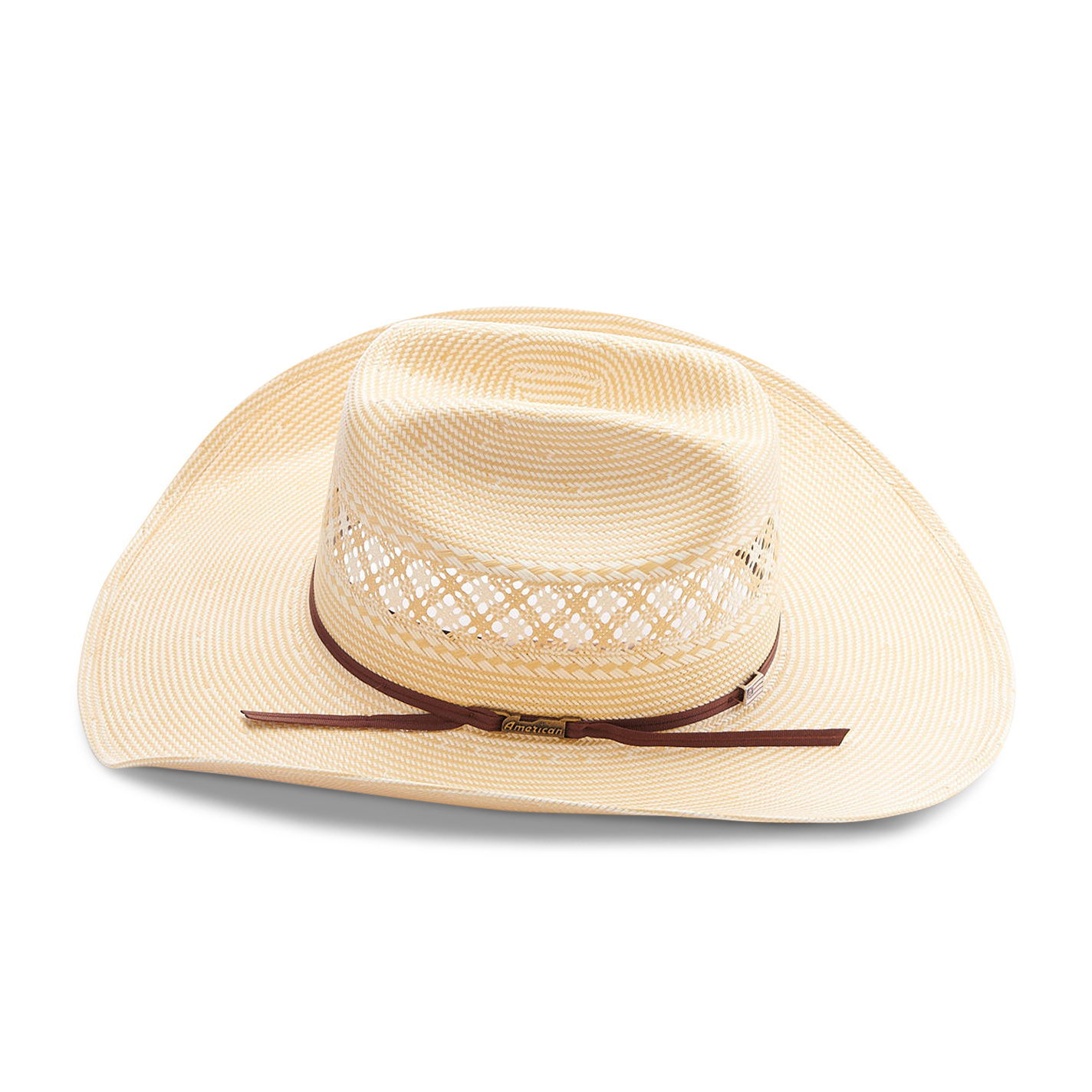 American Hat Co. Two-Toned Vented Tan and Ivory Straw Cowboy Hat - Image 1