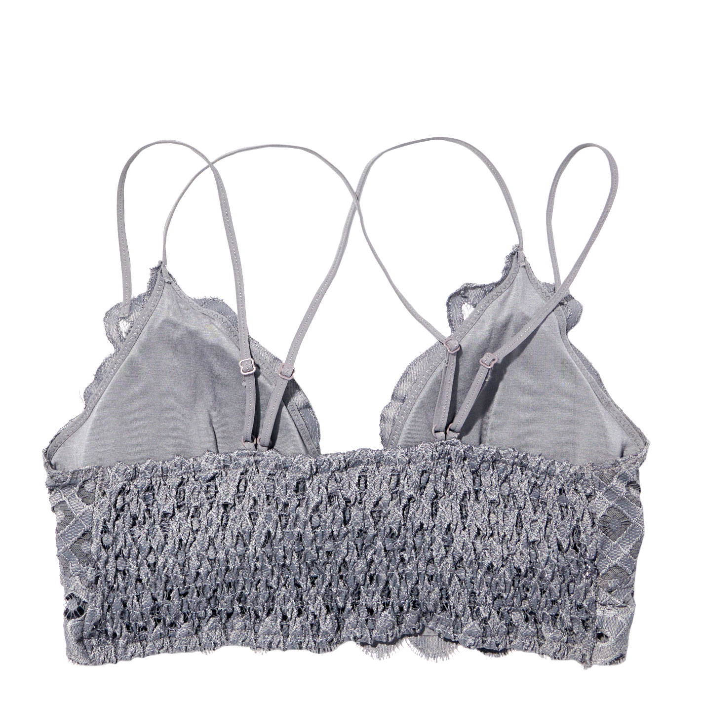 Wishlist Women's Pewter Battenberg Lace Double Strap Bralette - Image 1
