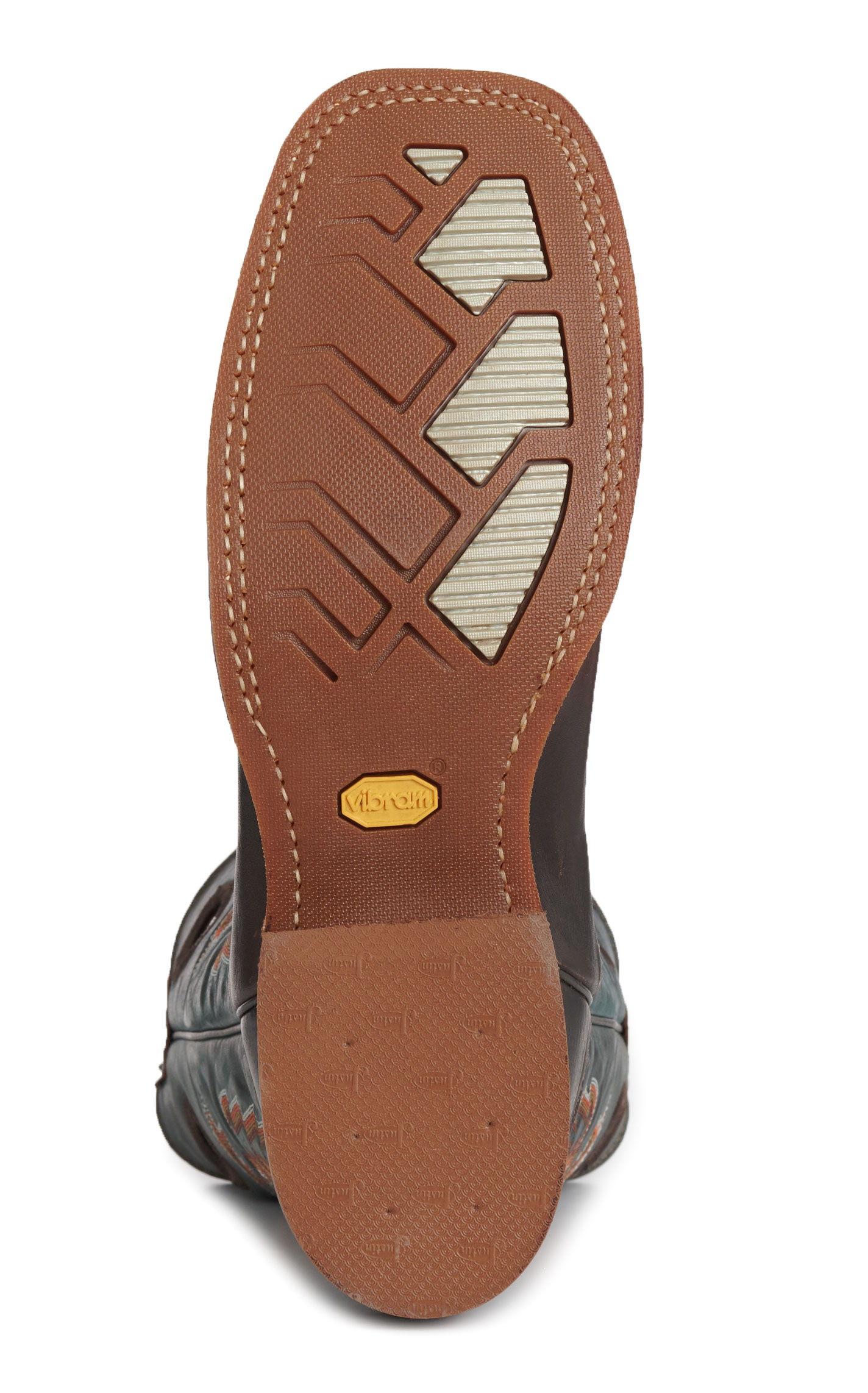 Justin Men’s Chocolate Brown & Silver Blue Bender Wide Square Toe Cowboy Boots - Image 1