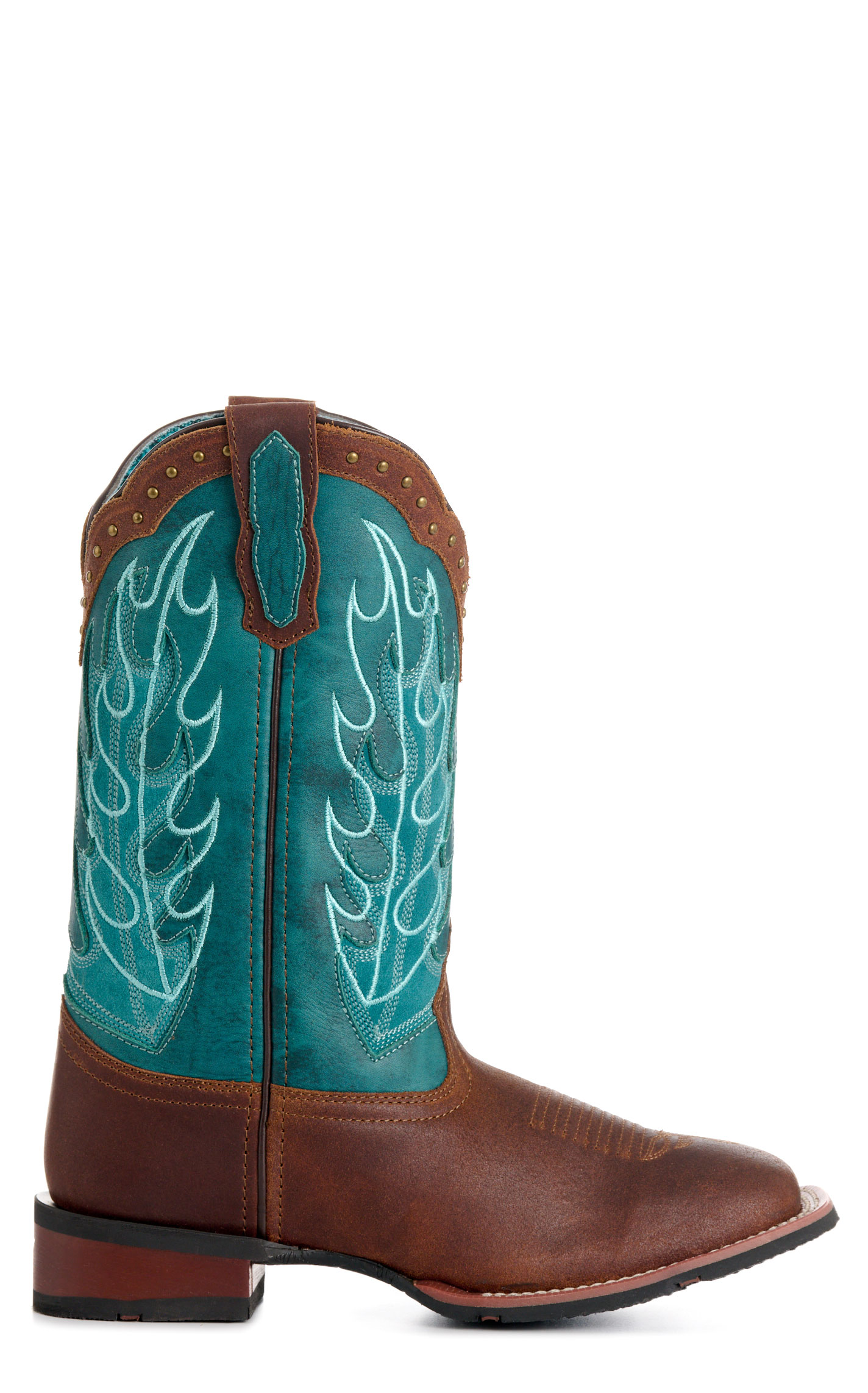Laredo Women’s Faye Rust and Turquoise Stockman Broad Square Toe Cowboy Boots - Image 1