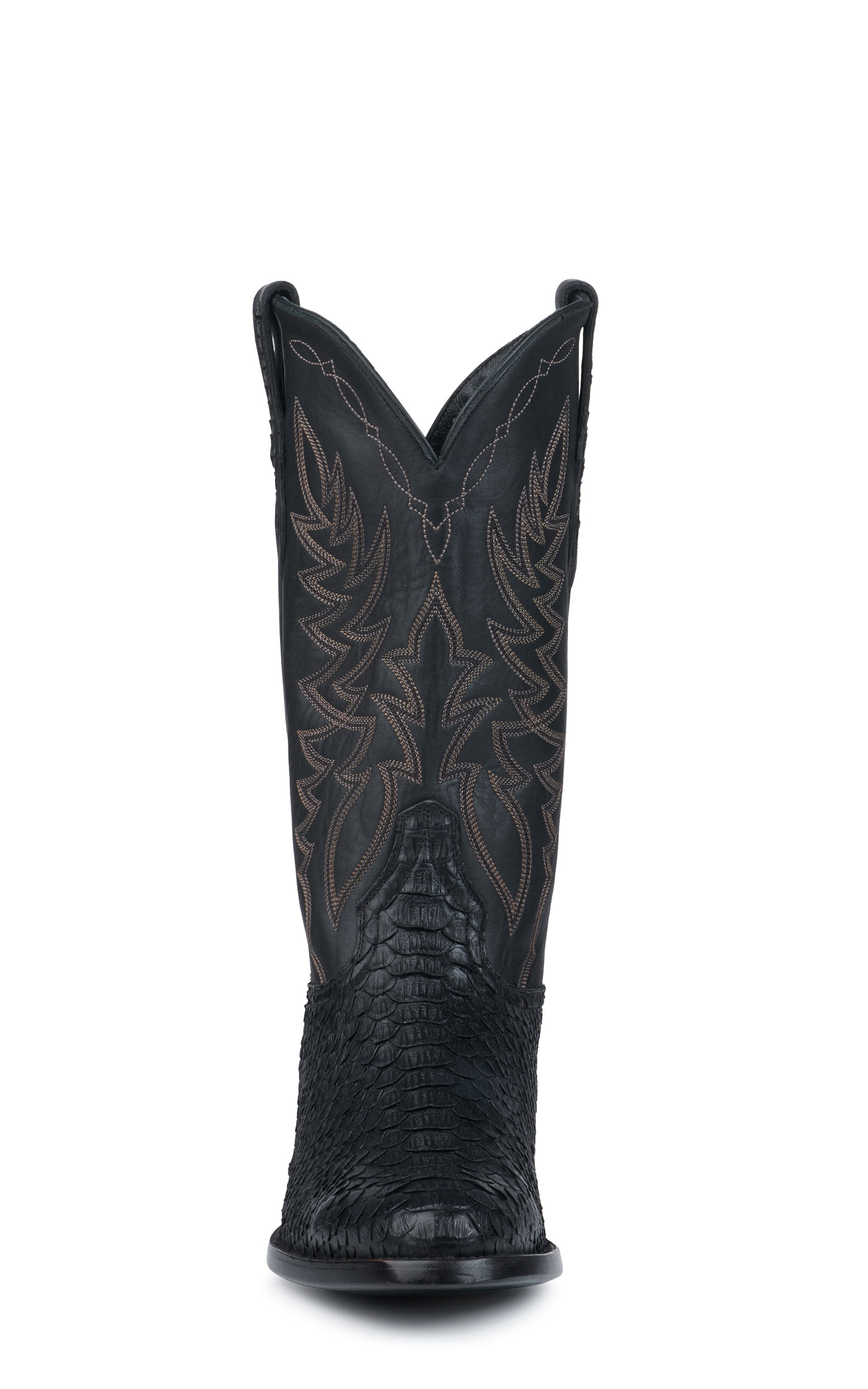 Cavender's Men's Black Python R Toe Exotic Cowboy Boots - Image 1