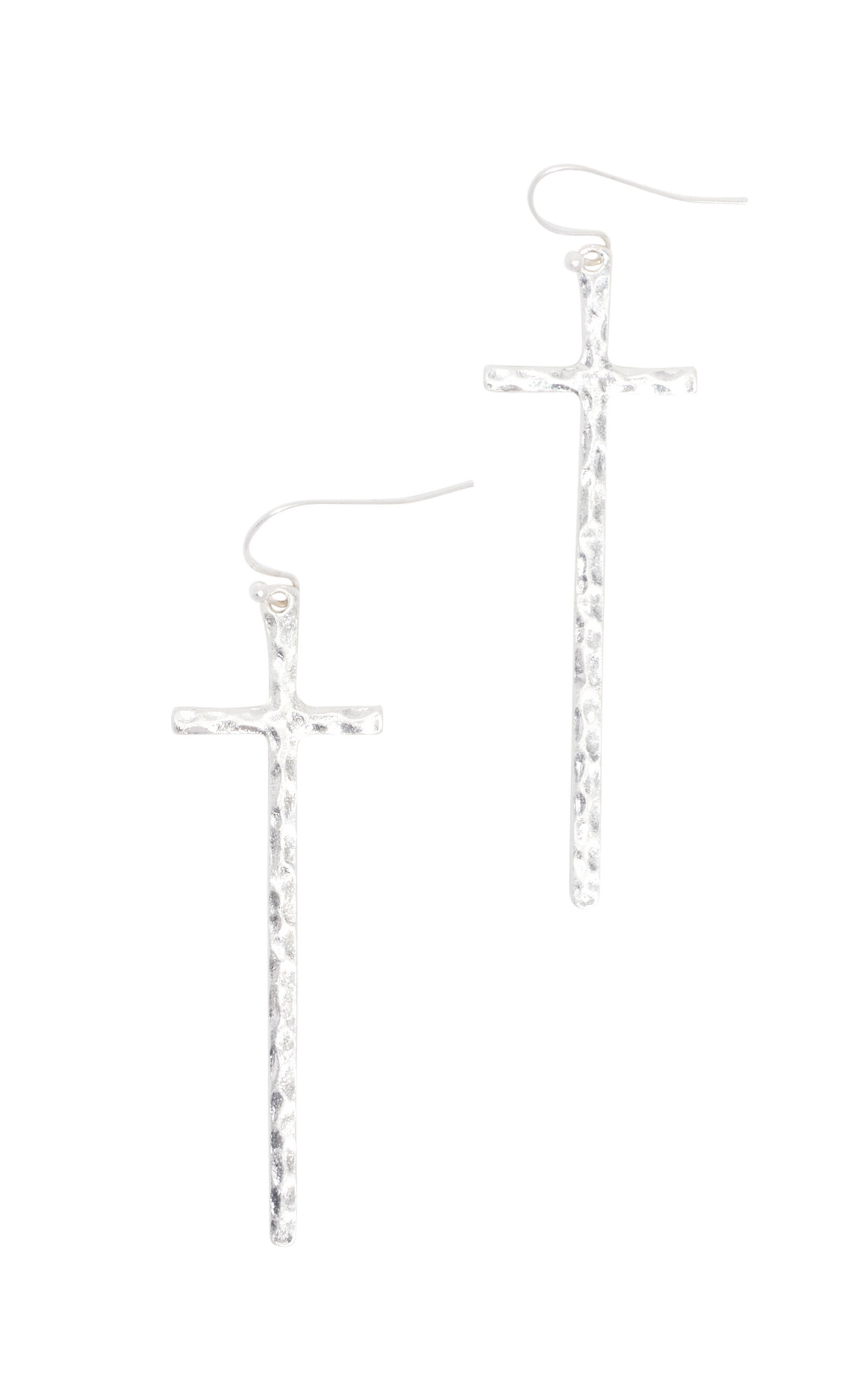 806 by Pink Panache Silver Cross Dangle Earrings - Image 1